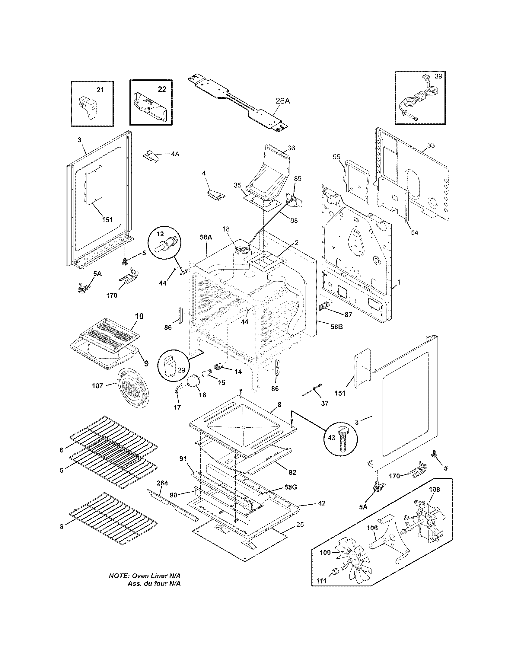 Frigidaire LGGF3044LQB body diagram