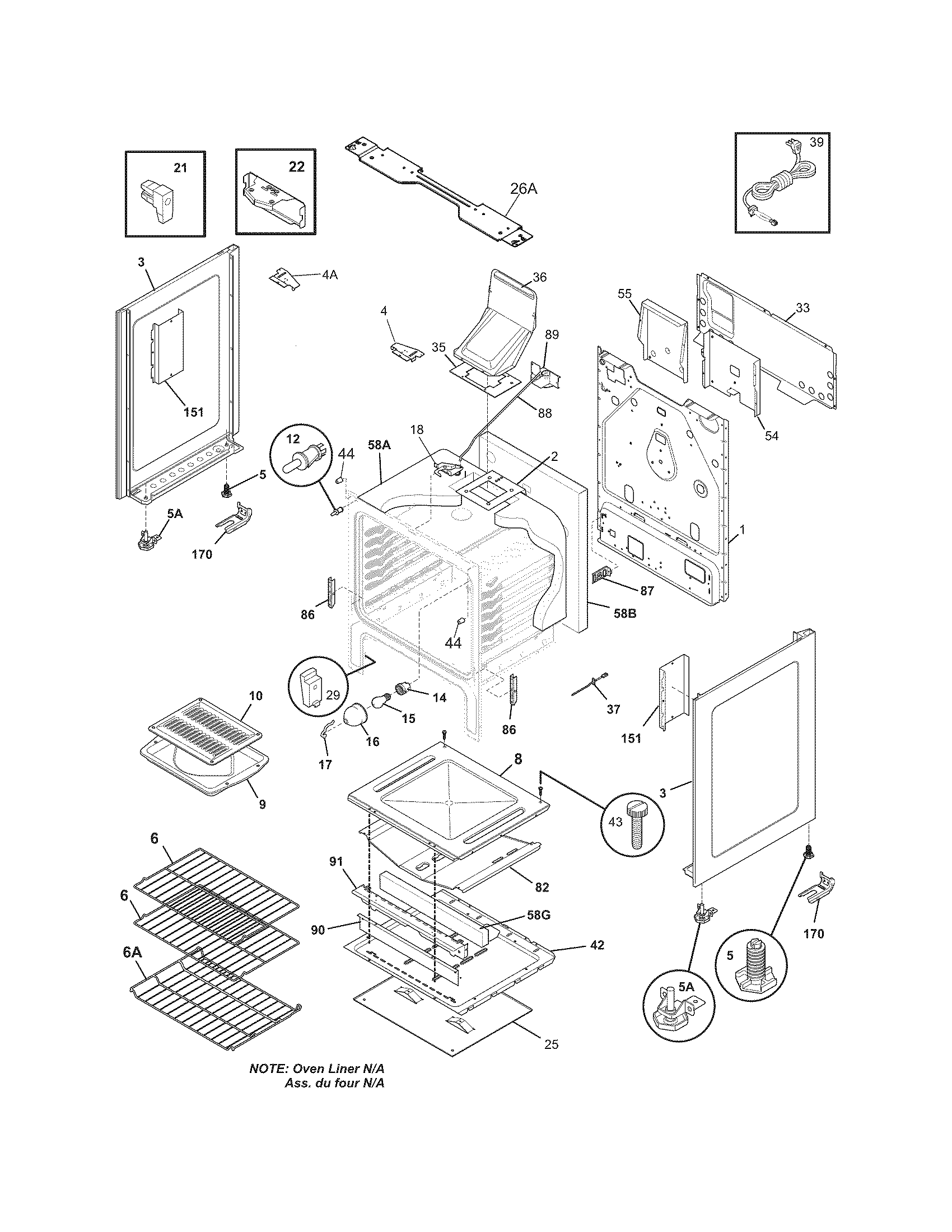 Frigidaire FGGF3031KQM body diagram
