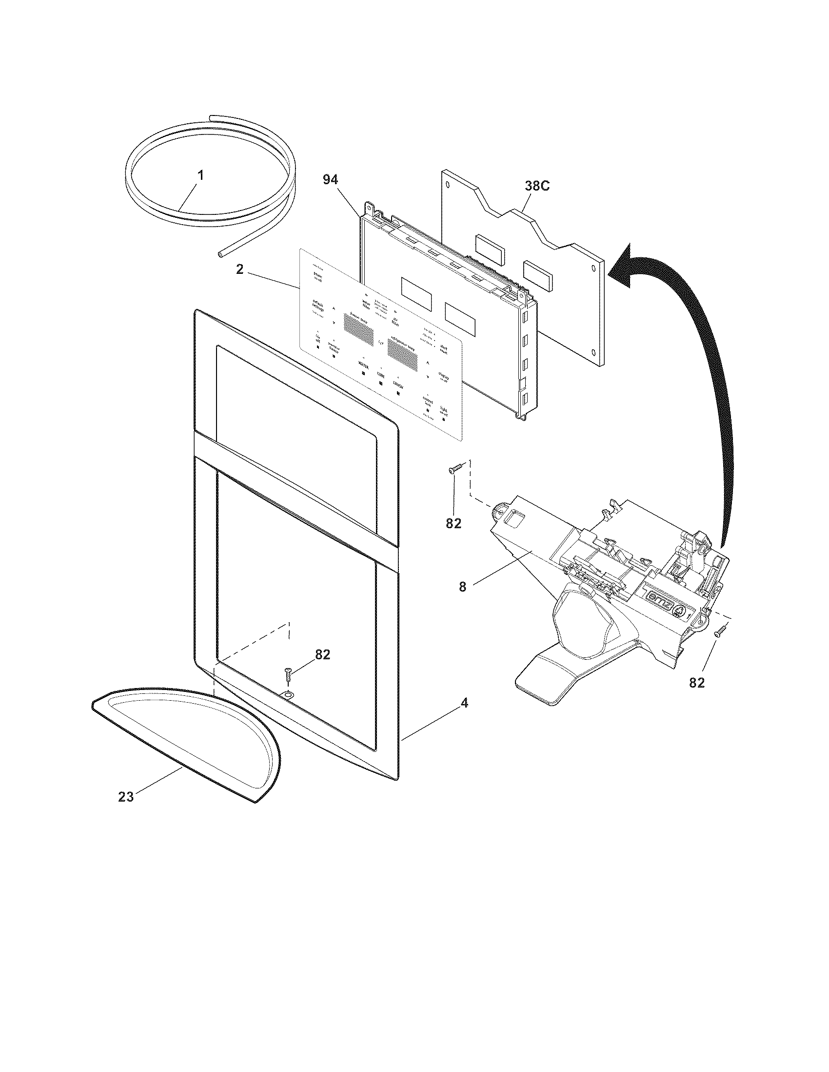 Frigidaire LGUB2642LP9 controls & ice dispenser diagram