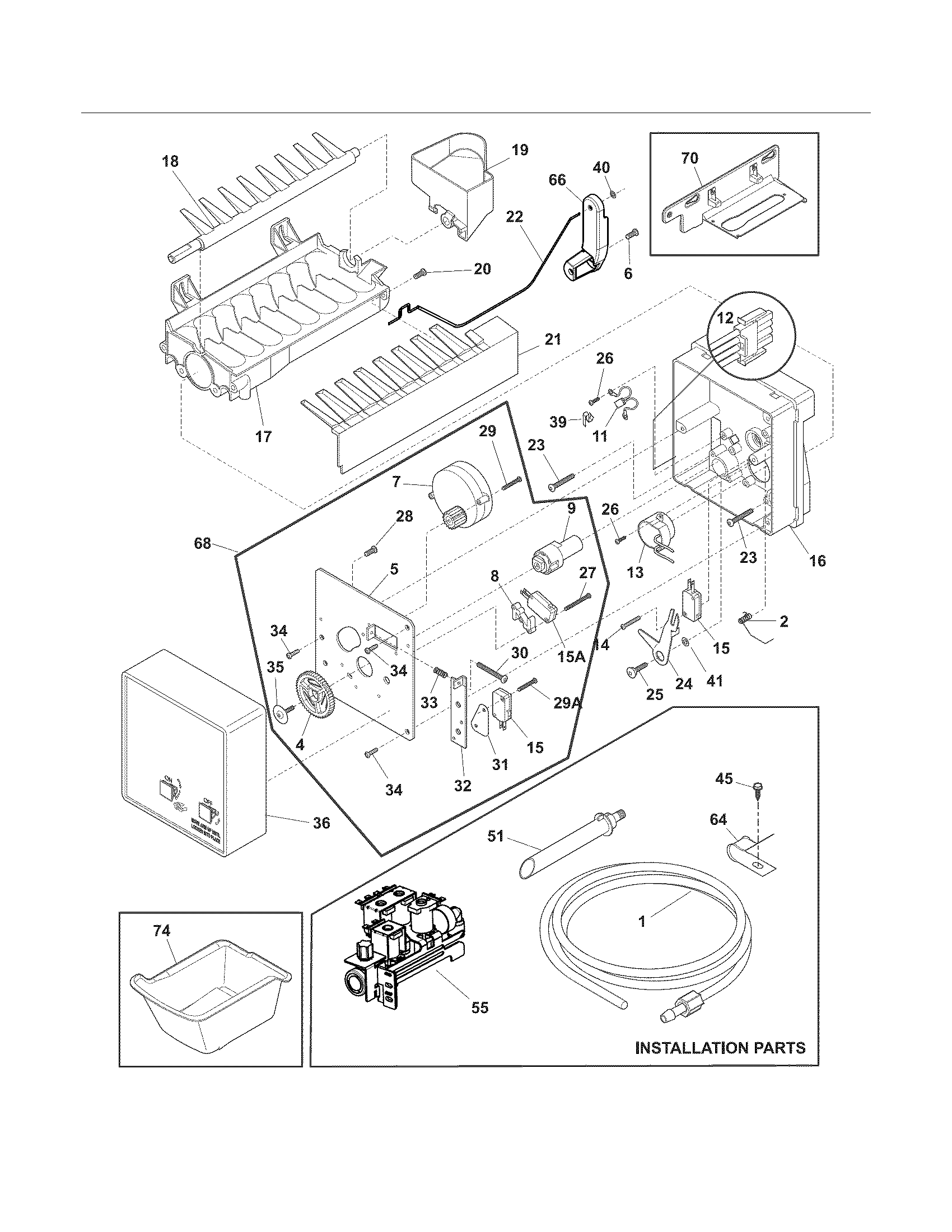 Frigidaire LGUB2642LP9 freezer ice maker diagram