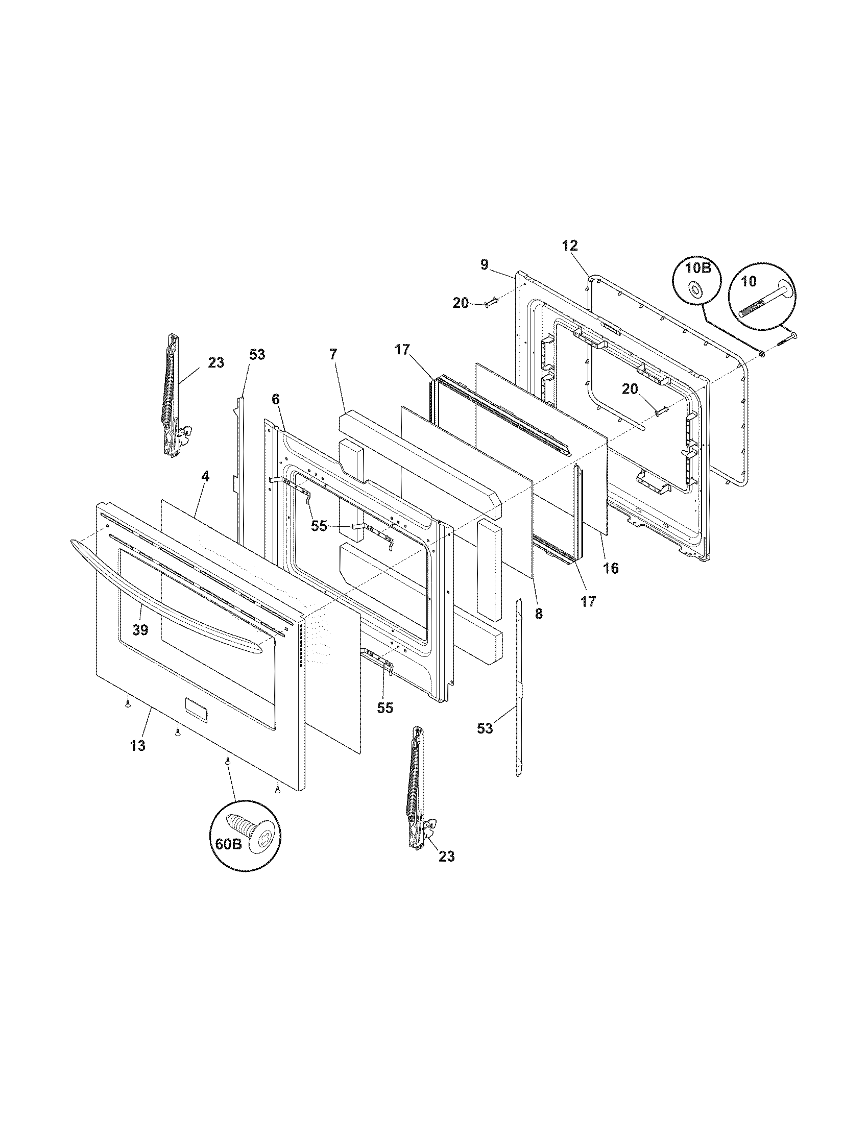 Frigidaire FGGF3032MFD door diagram