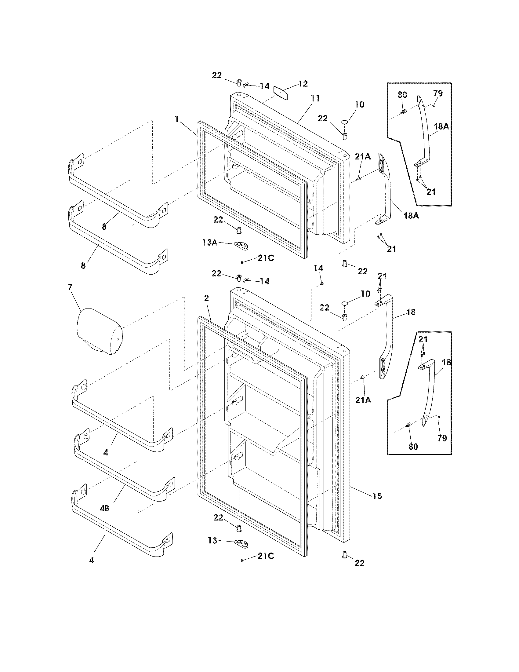 Frigidaire NFTR18X4LB9 doors diagram