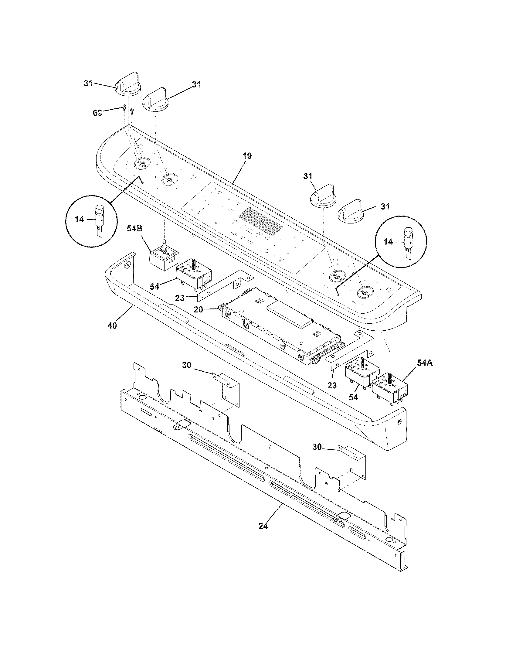Frigidaire FGES3045KFF backguard diagram