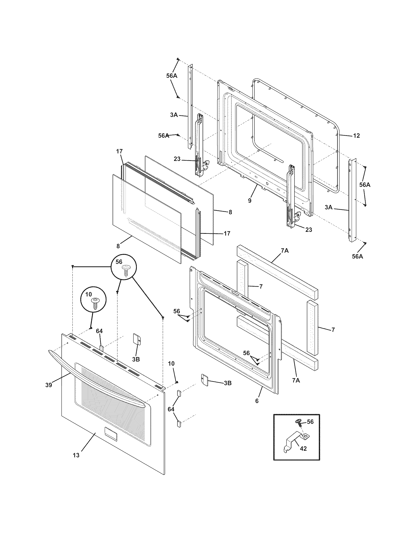 Frigidaire FGES3045KFF door diagram
