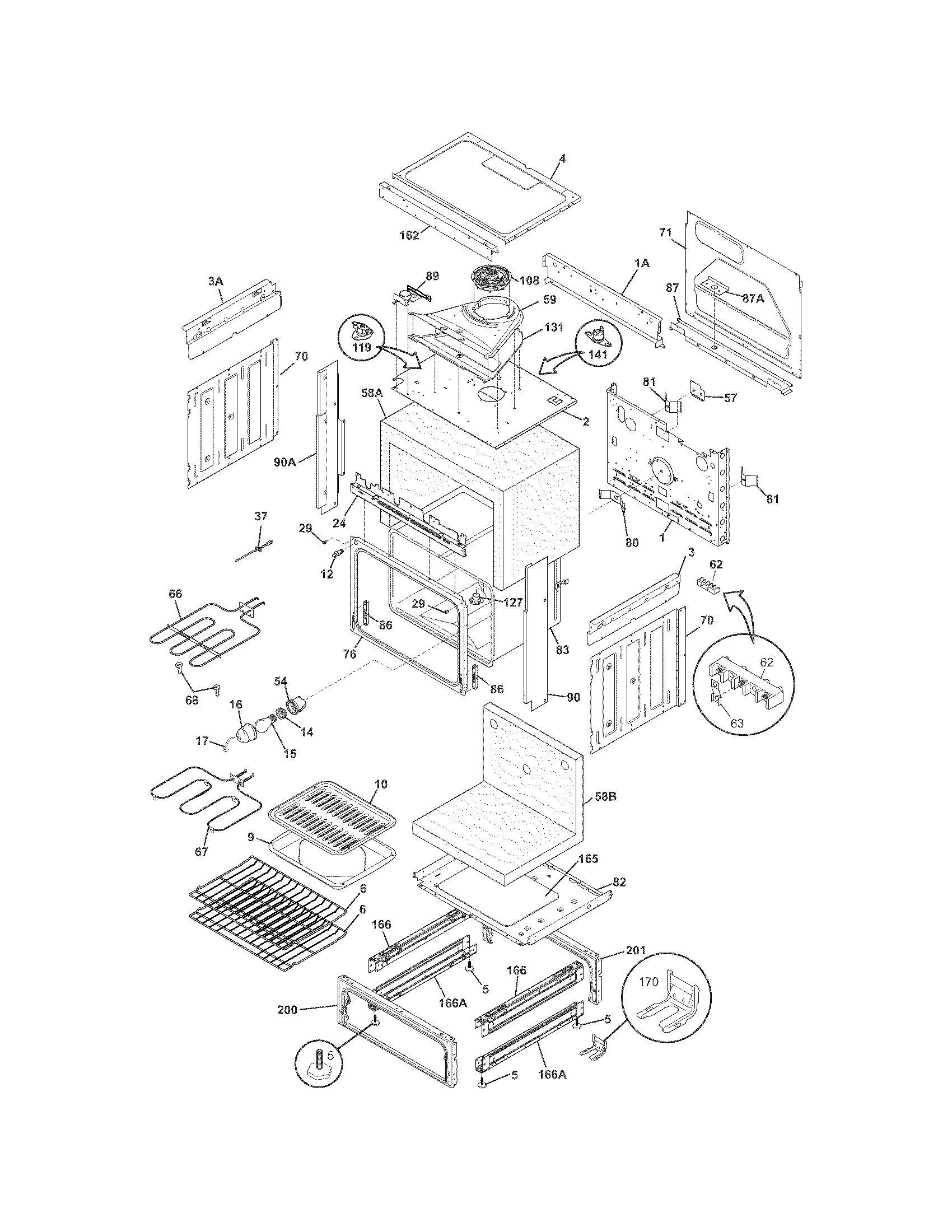 Frigidaire FFES3015LBH body diagram