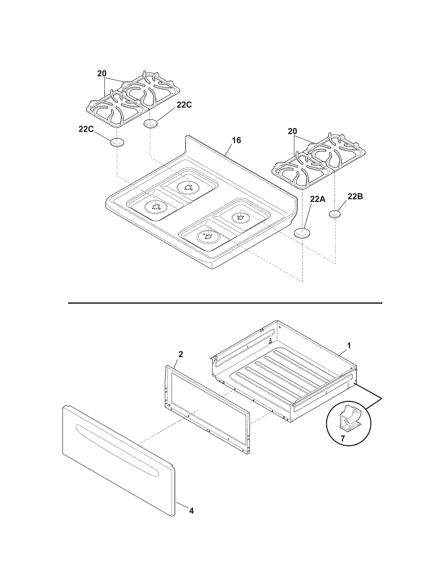 Kenmore 79072408014 top/drawer diagram