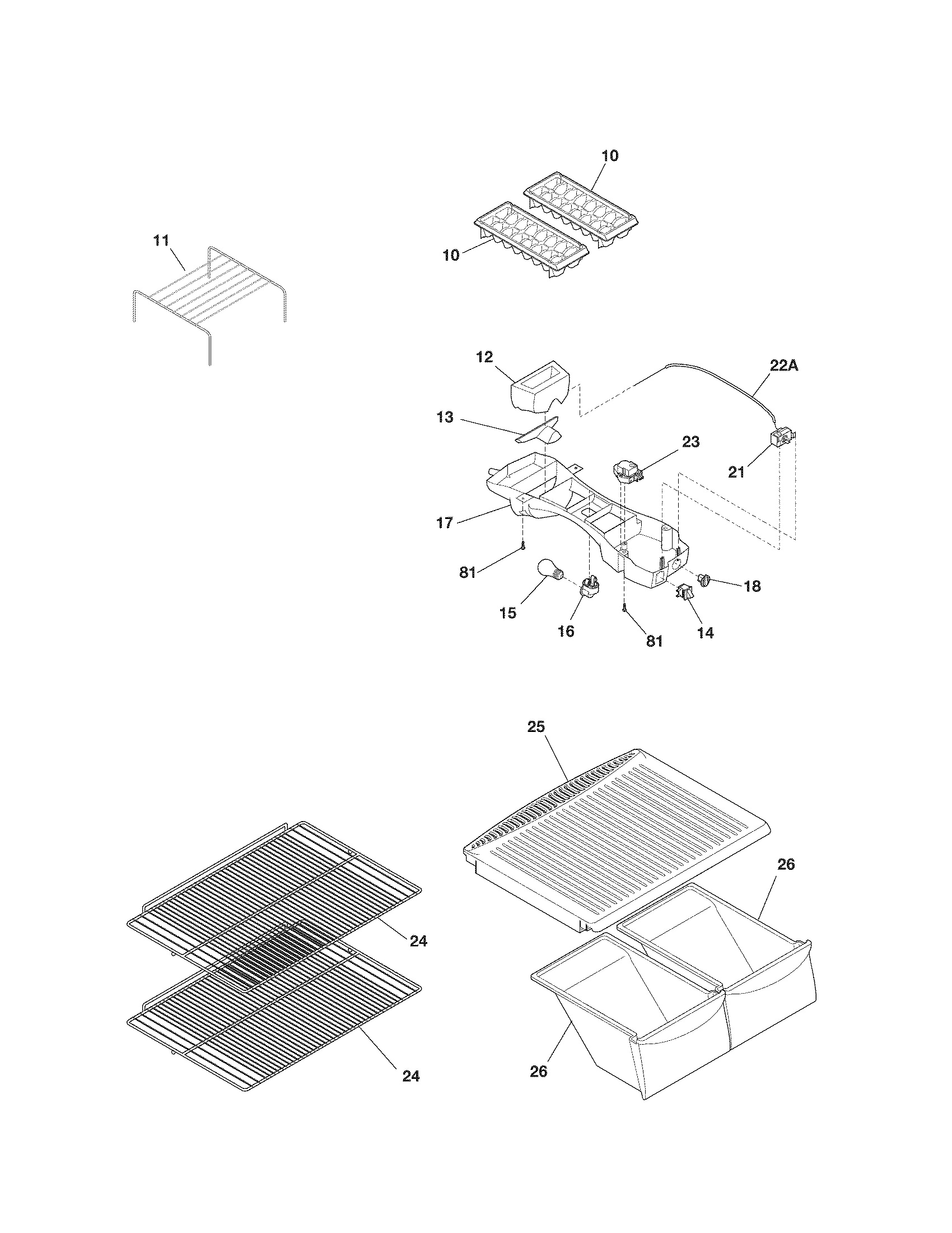 Kenmore 25361767018 shelves diagram
