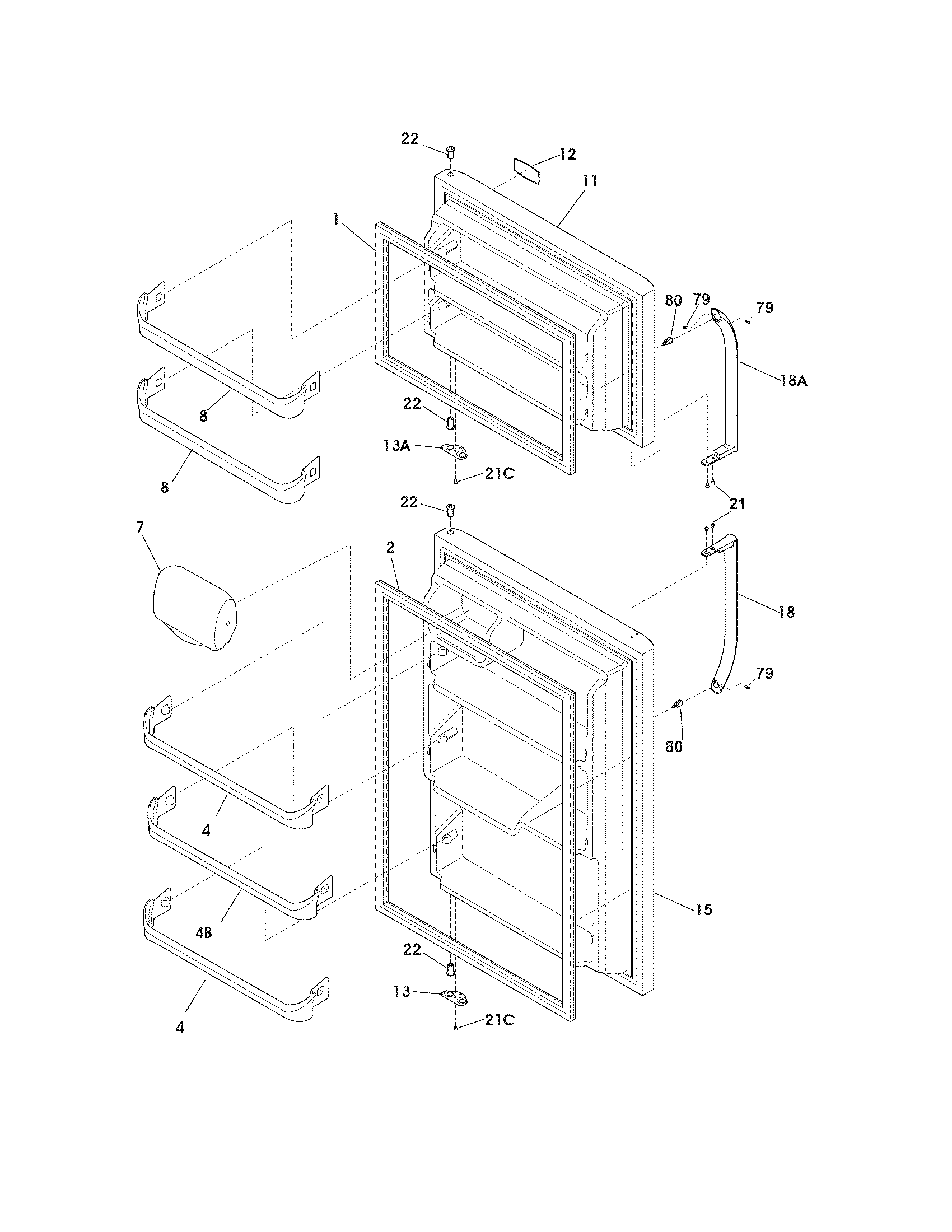 Frigidaire FFHI2117LS4 doors diagram