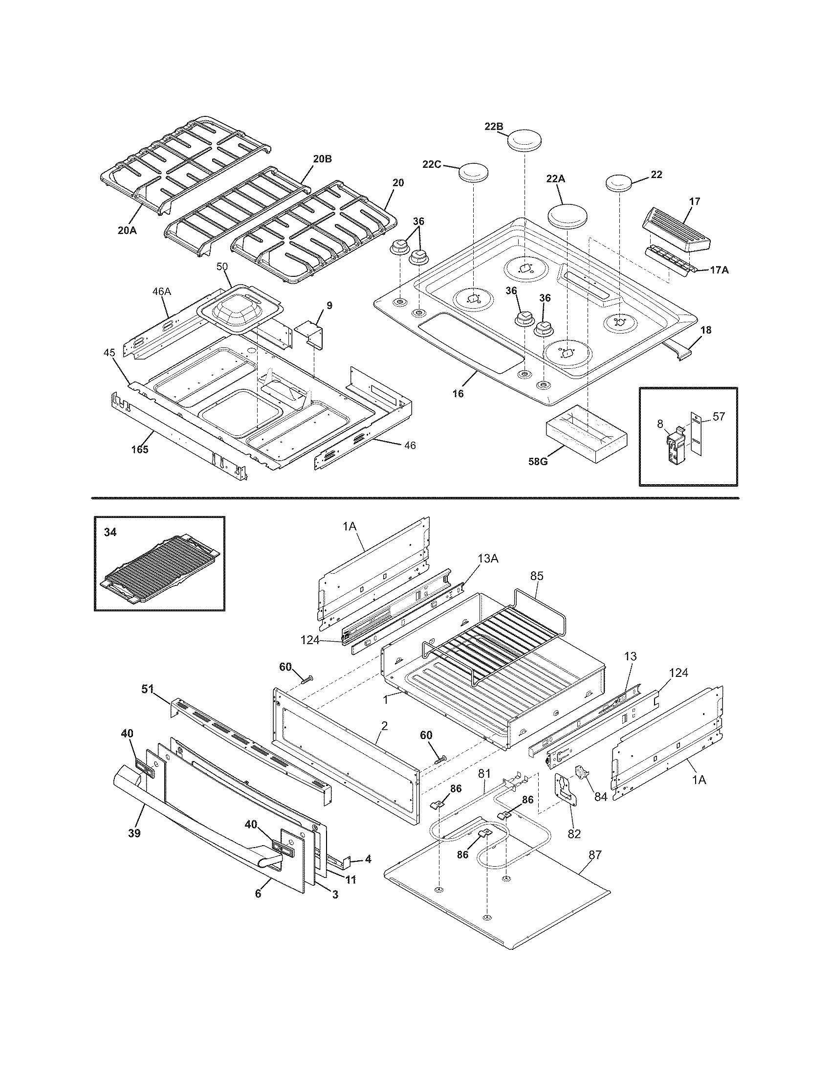 Electrolux EI30GS55JSD top/drawer diagram
