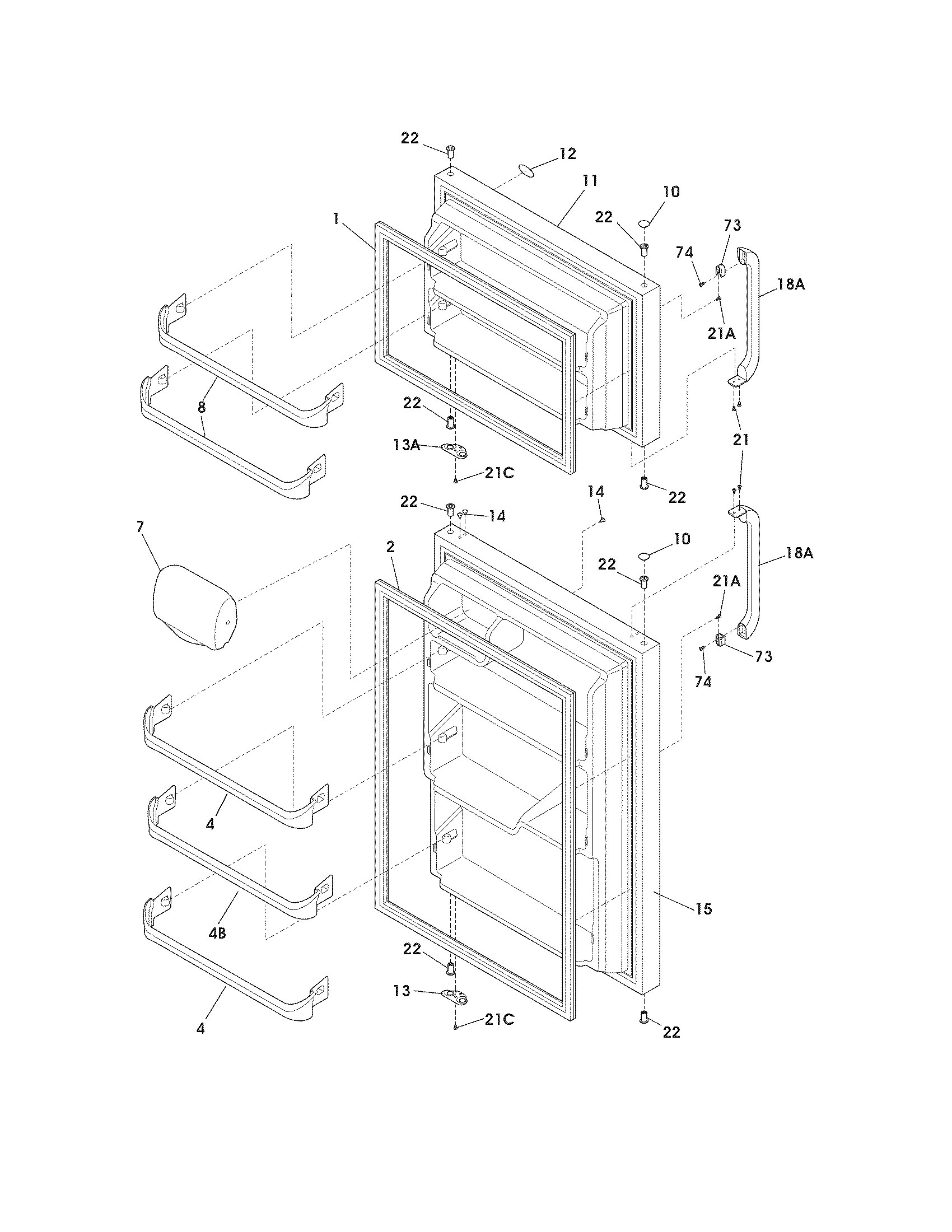 Frigidaire FFHT1713LQA doors diagram