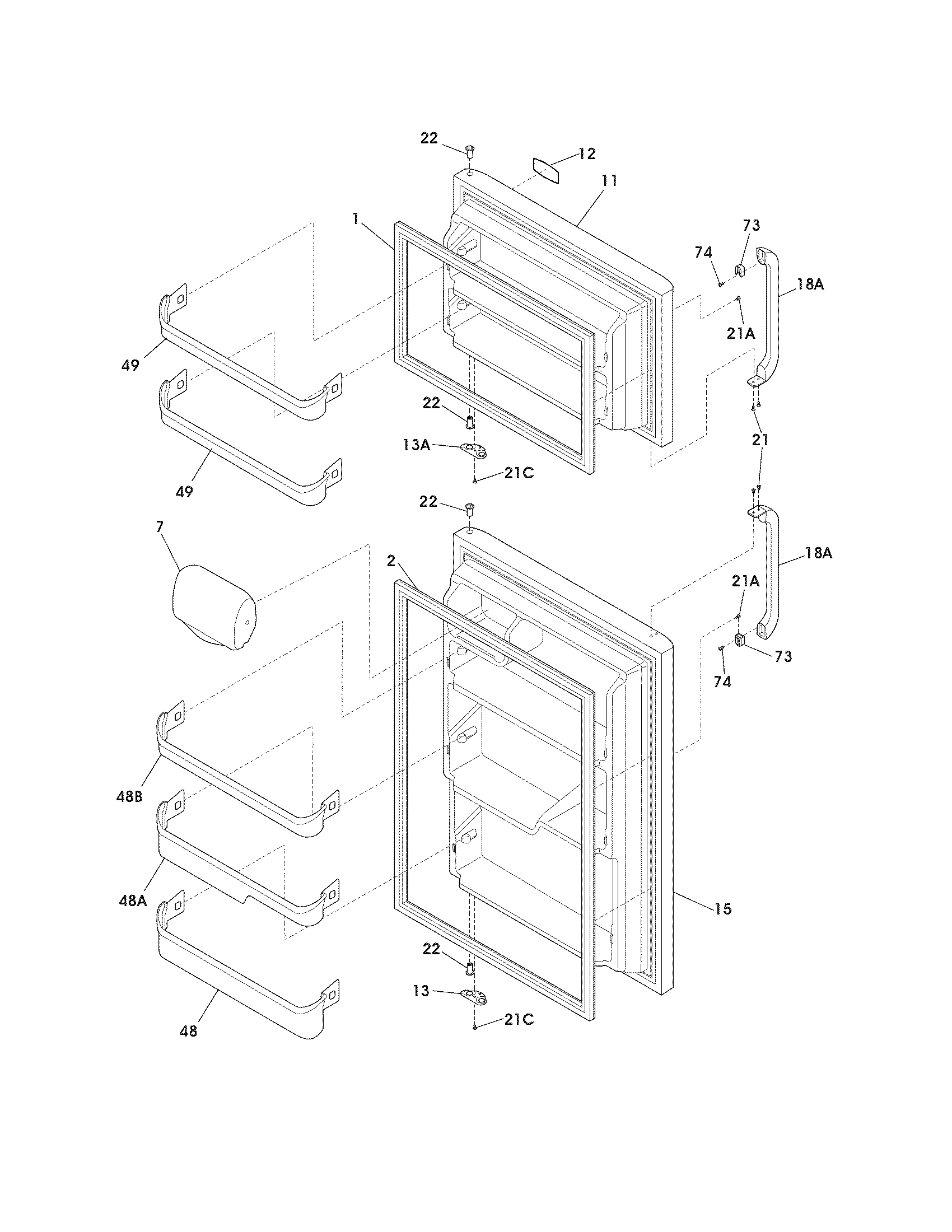 Frigidaire FFHT1725LSC doors diagram