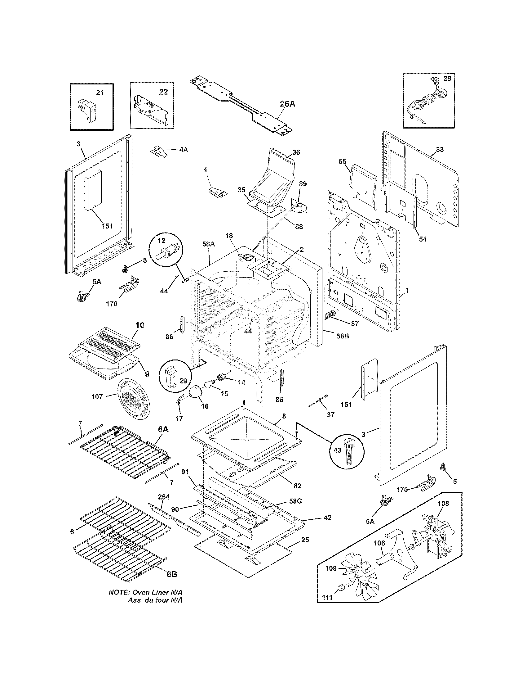 Frigidaire BGGF3042KFT body diagram