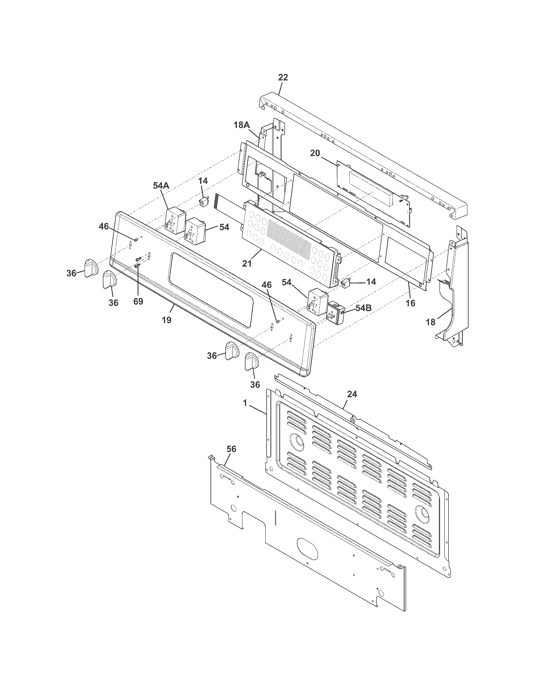 Frigidaire FGEF301DNFA backguard diagram