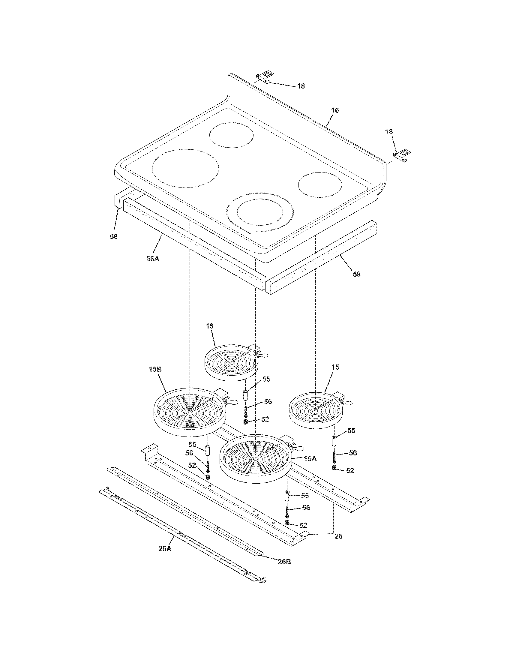 Frigidaire FGEF301DNFA main top diagram