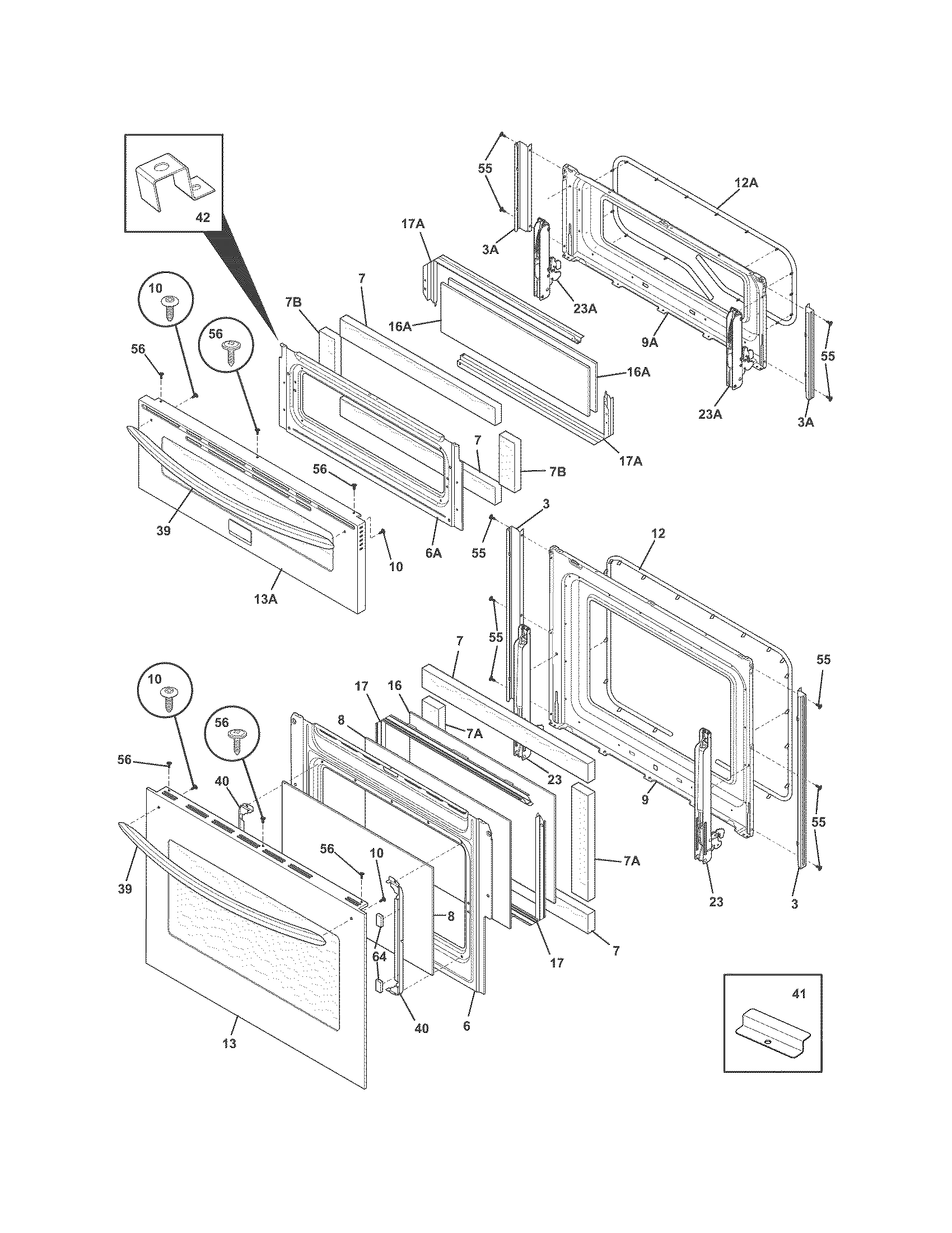 Frigidaire FGEF301DNFA doors diagram