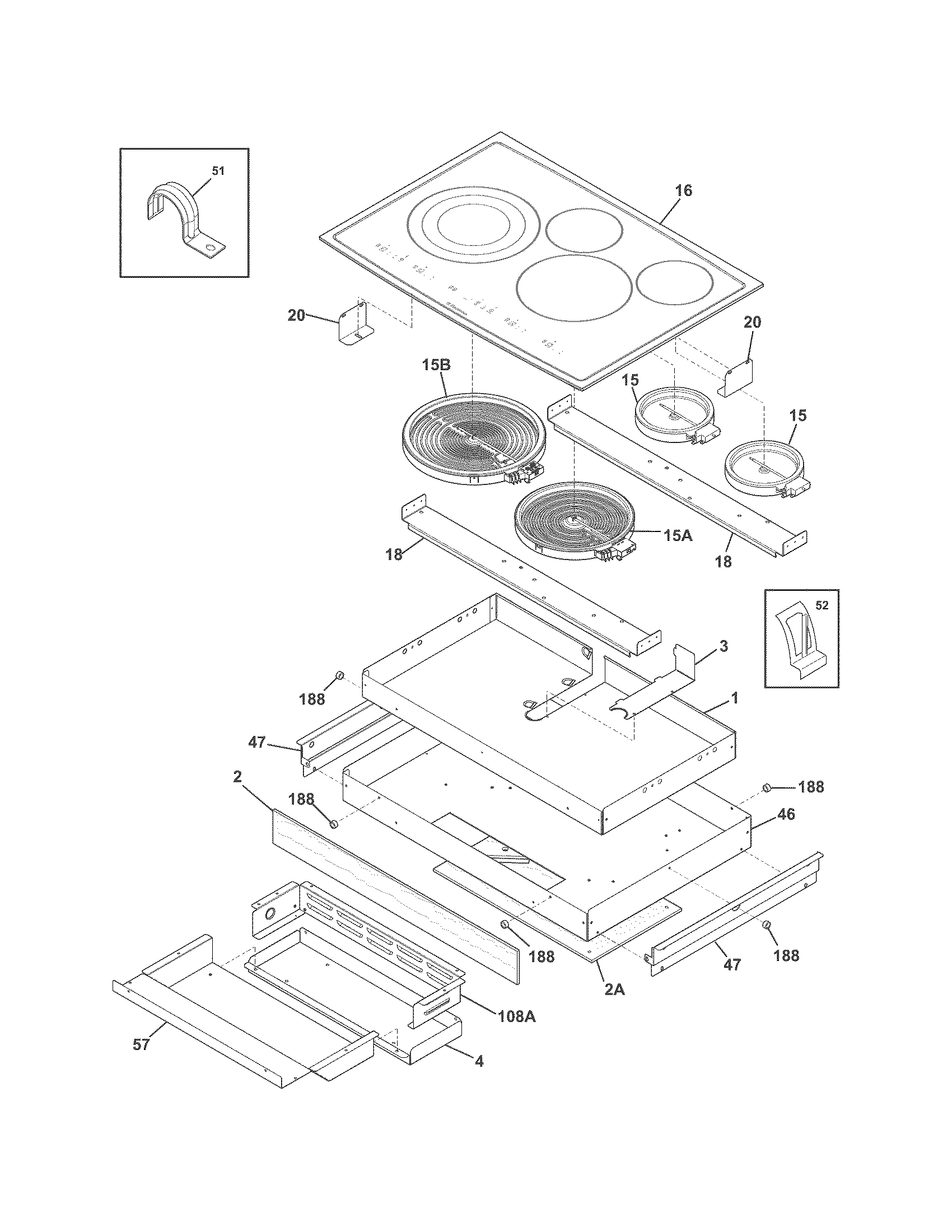 Electrolux EI30EC45KB1 main top/surface units diagram