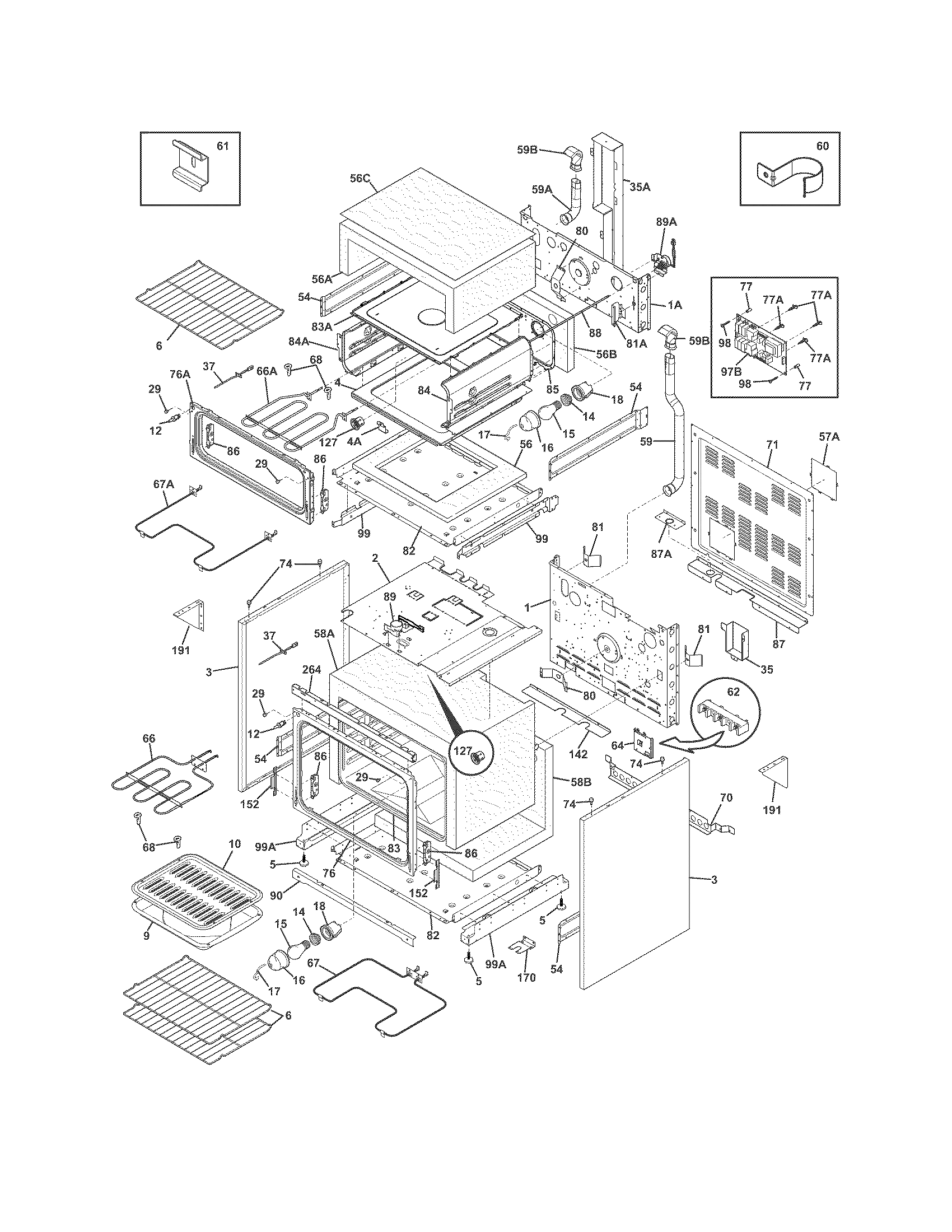 Frigidaire FGEF301DNBA body diagram