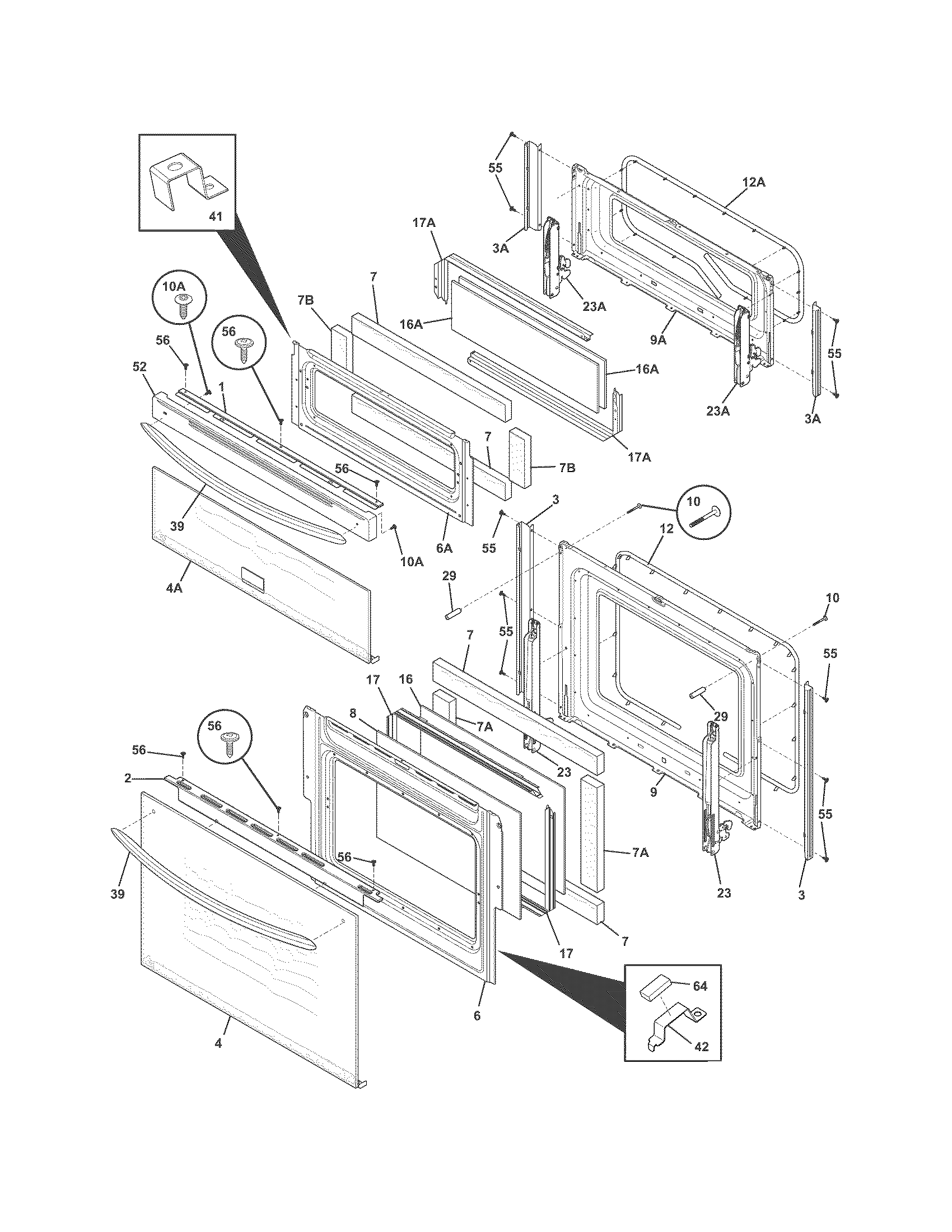 Frigidaire FGEF301DNBA doors diagram