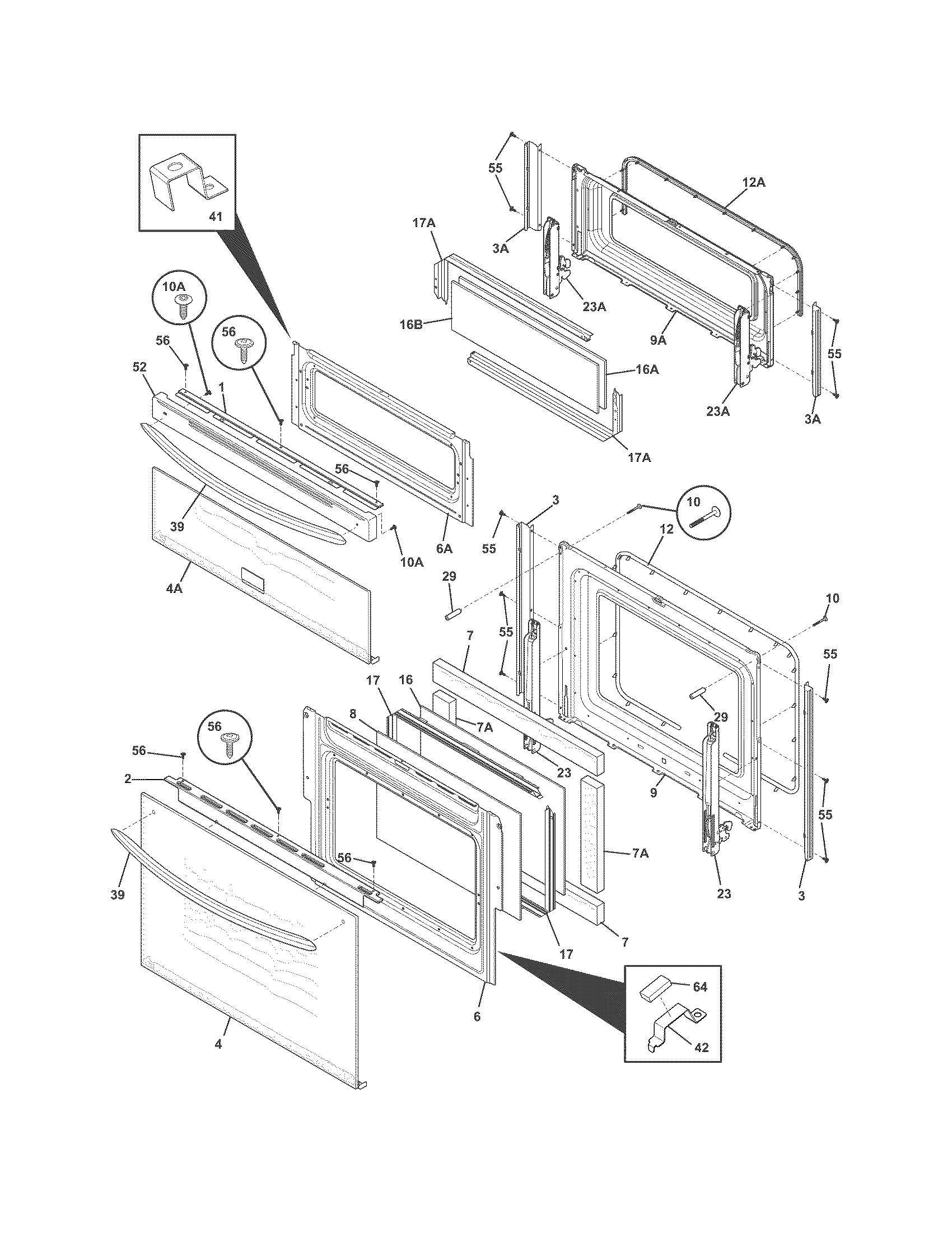 Frigidaire FGEF300DNWA doors diagram