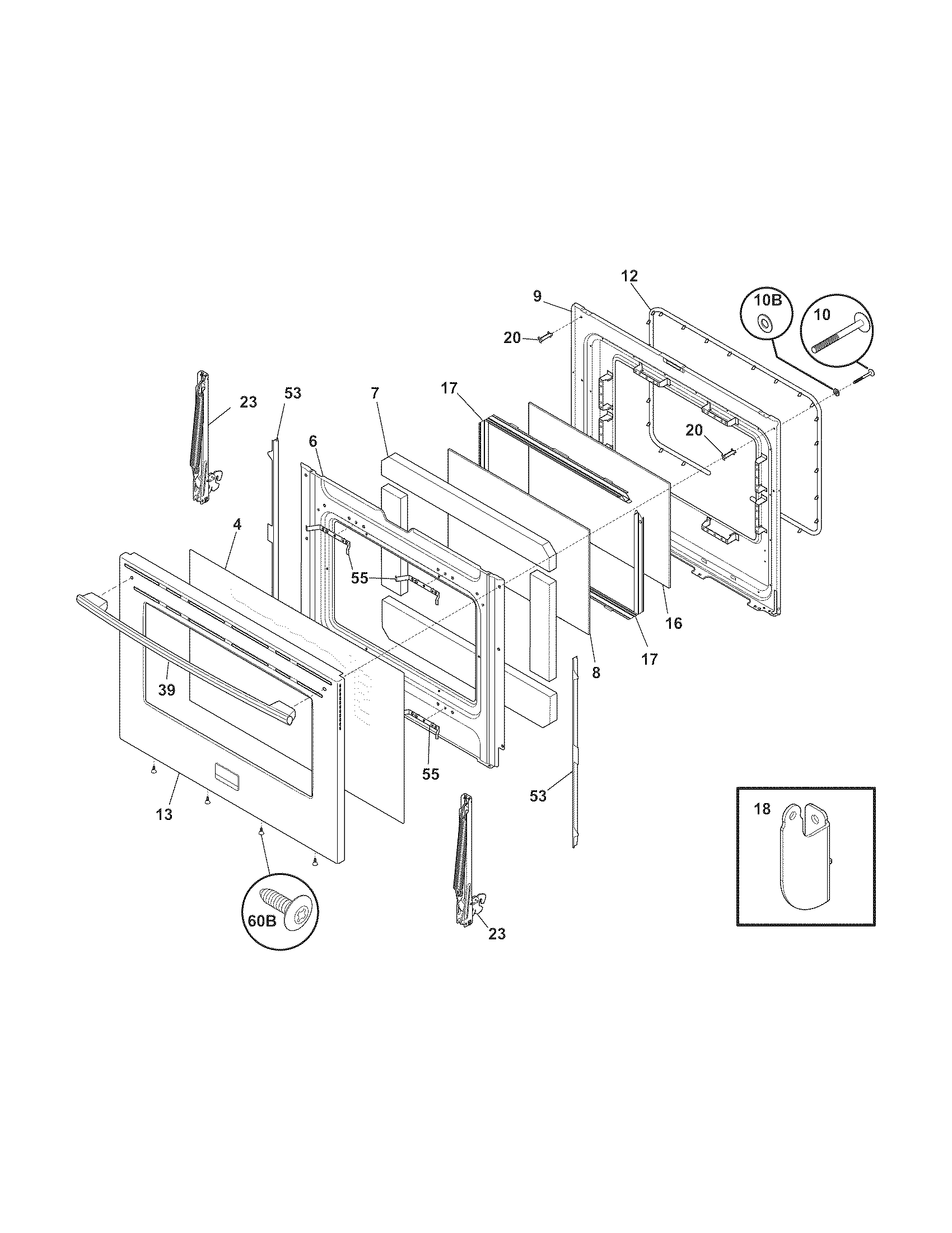 Frigidaire LPGF3091KSK door diagram
