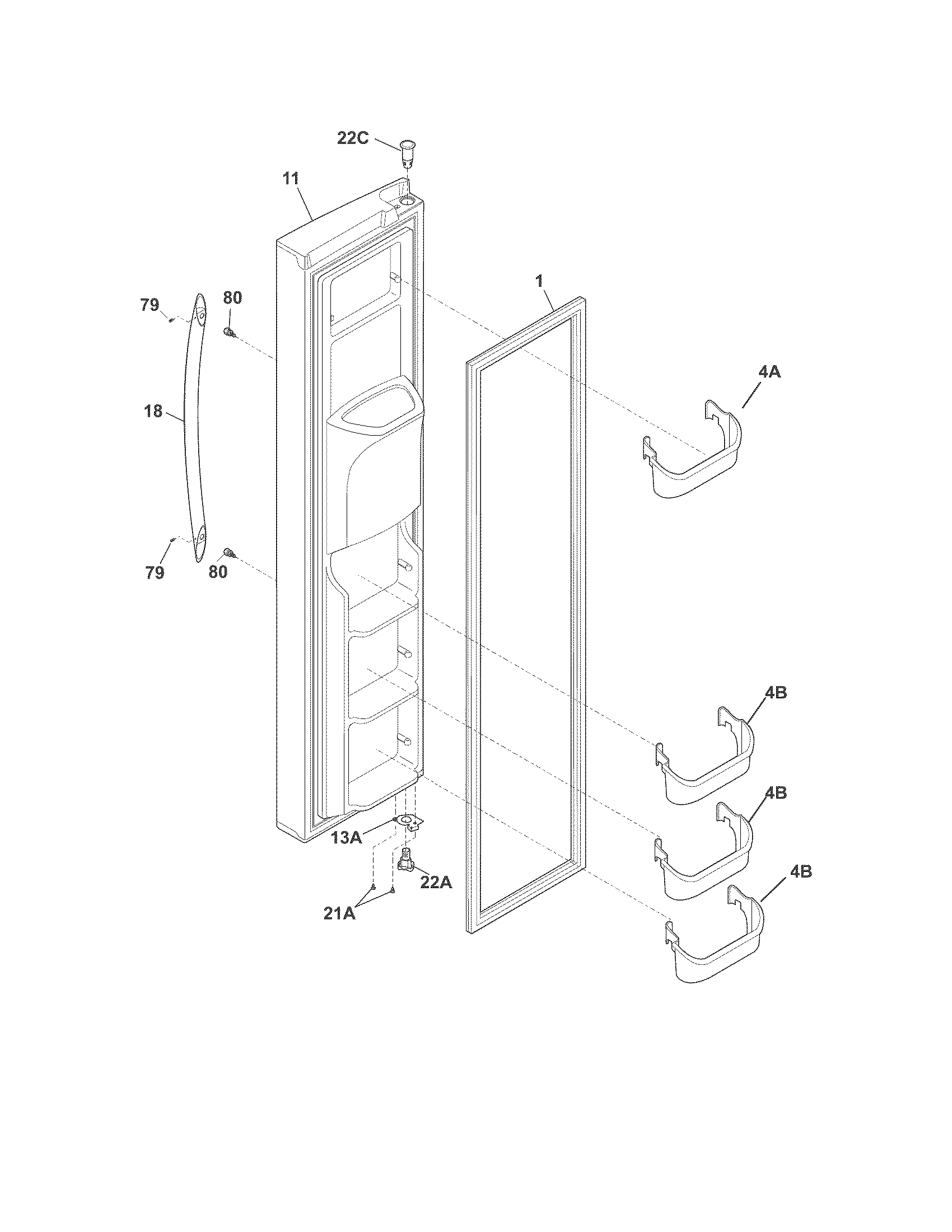 Crosley CRSH268MS3 freezer door diagram