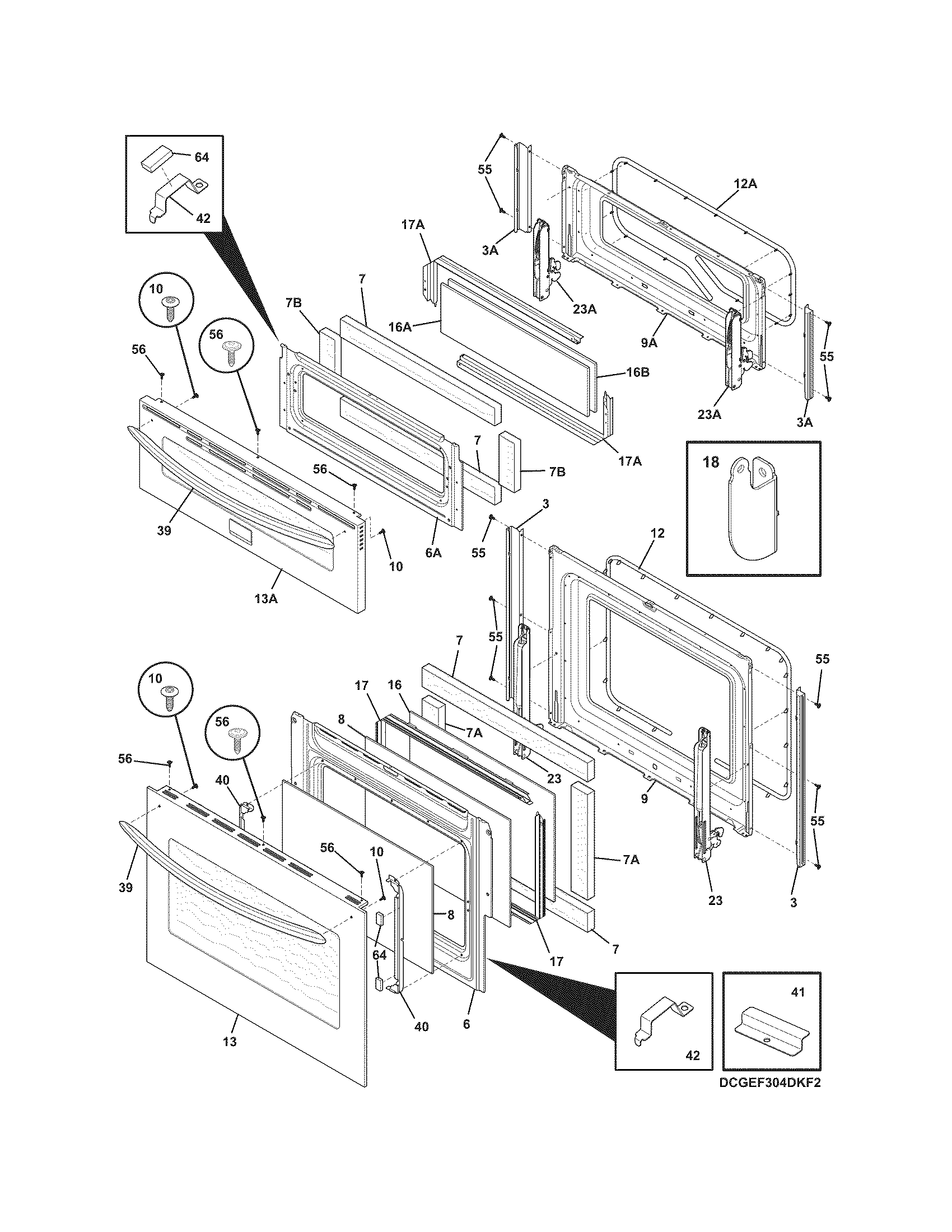 Frigidaire CGEF304DKF4 doors diagram