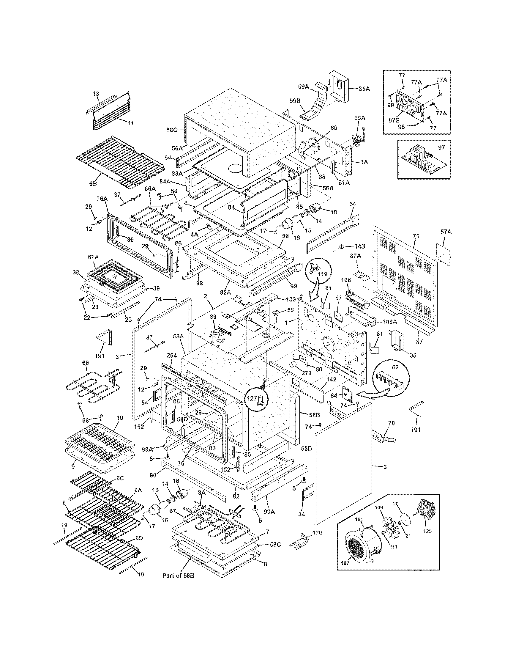 Frigidaire FGEF304DKFE body diagram