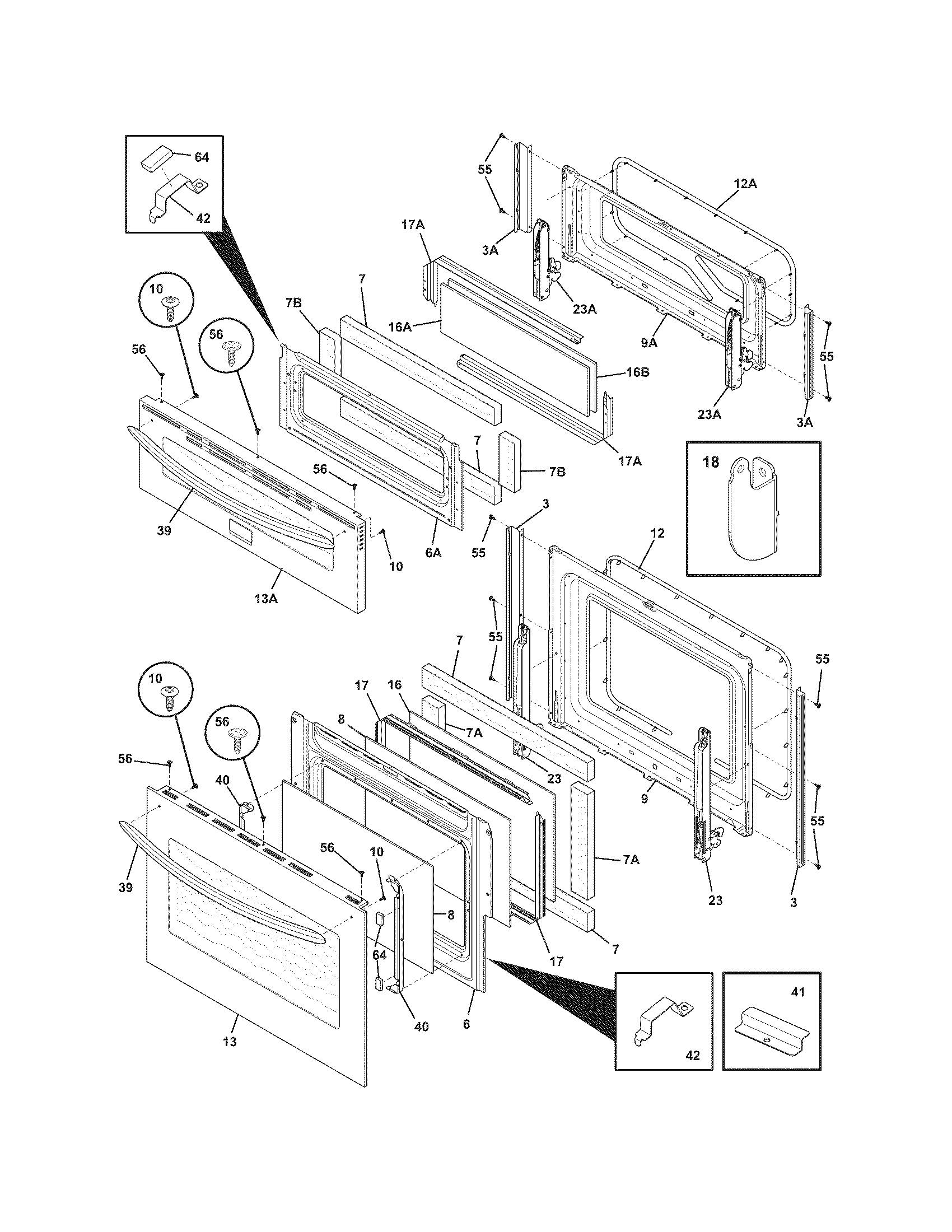 Frigidaire FGEF304DKFE doors diagram