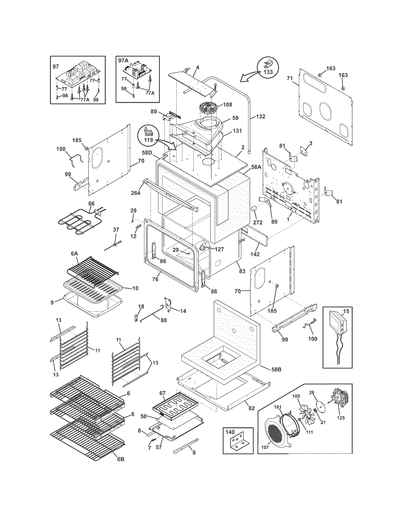 Electrolux EI27EW45KW3 upper oven diagram