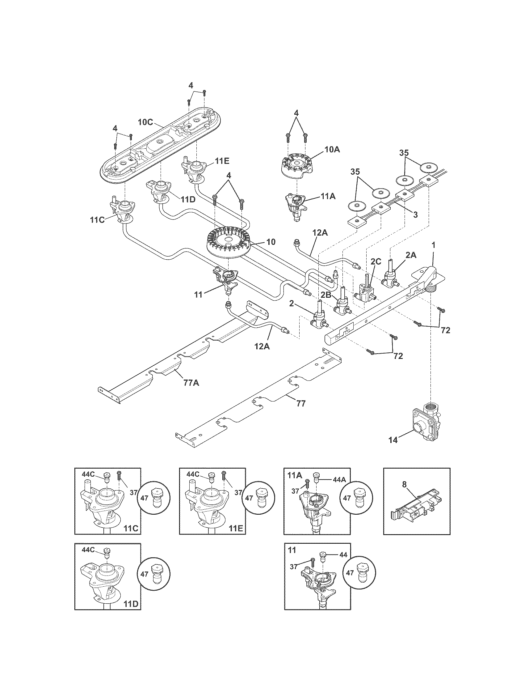 Kenmore Pro 79031003601 burner diagram