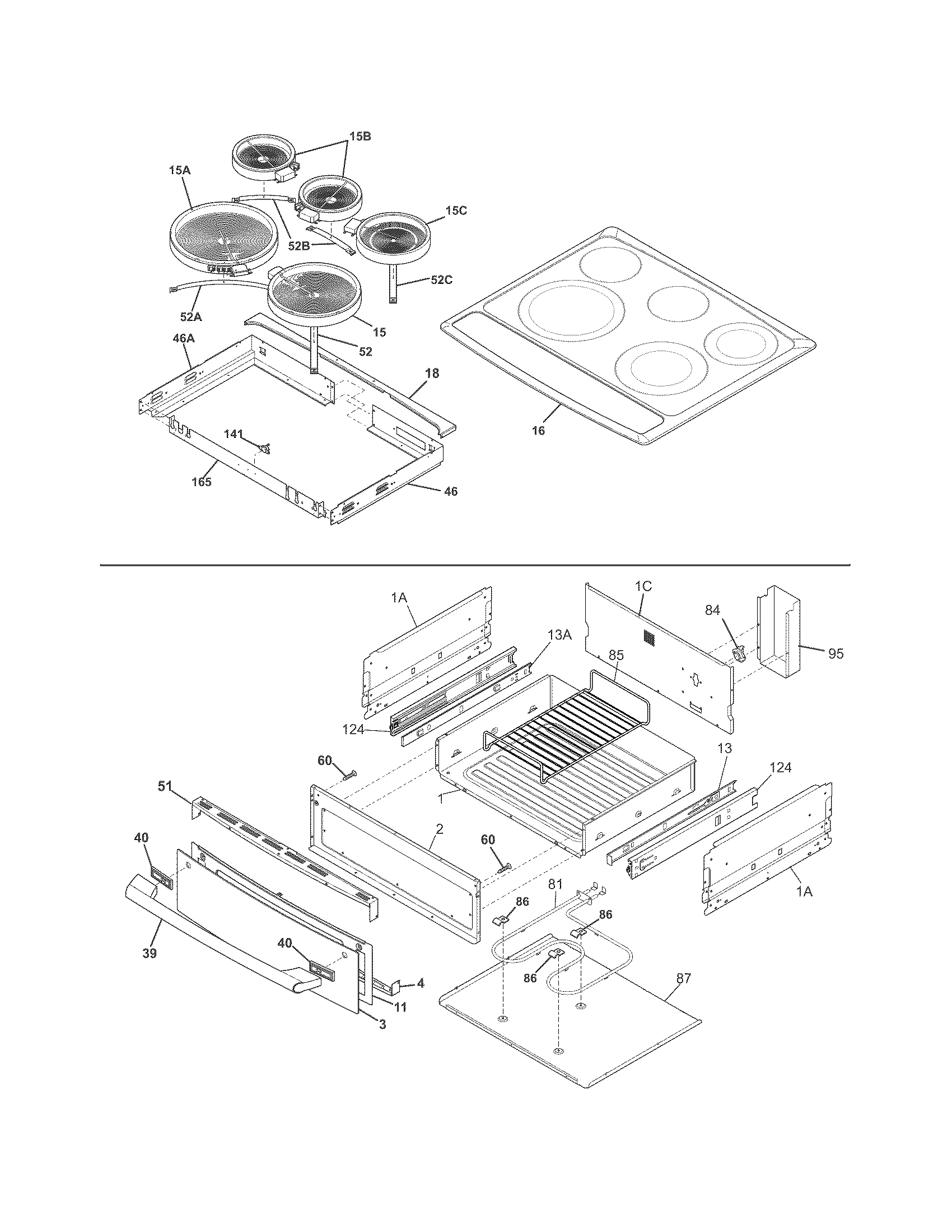 Electrolux EI30ES55LWB top/drawer diagram