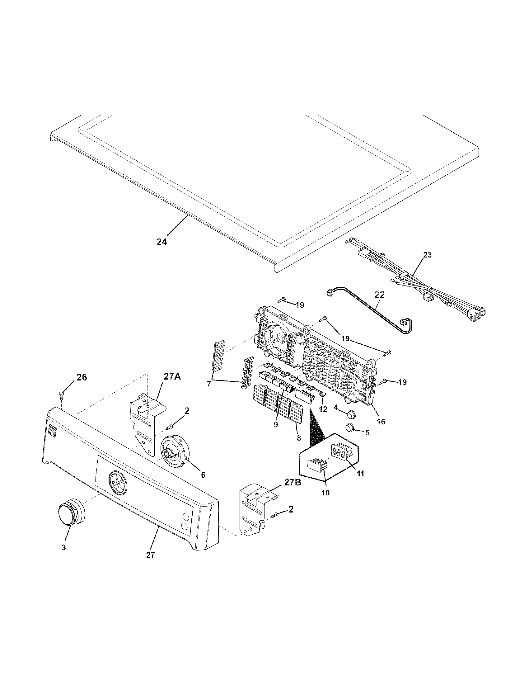 Kenmore Elite 41791100002 controls/top panel diagram