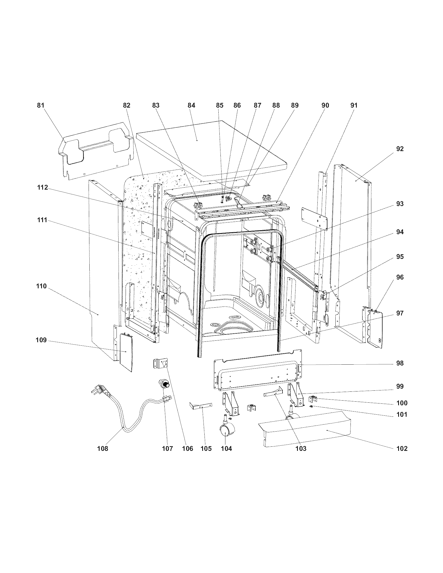 Kenmore 58714652200A tub/frame diagram