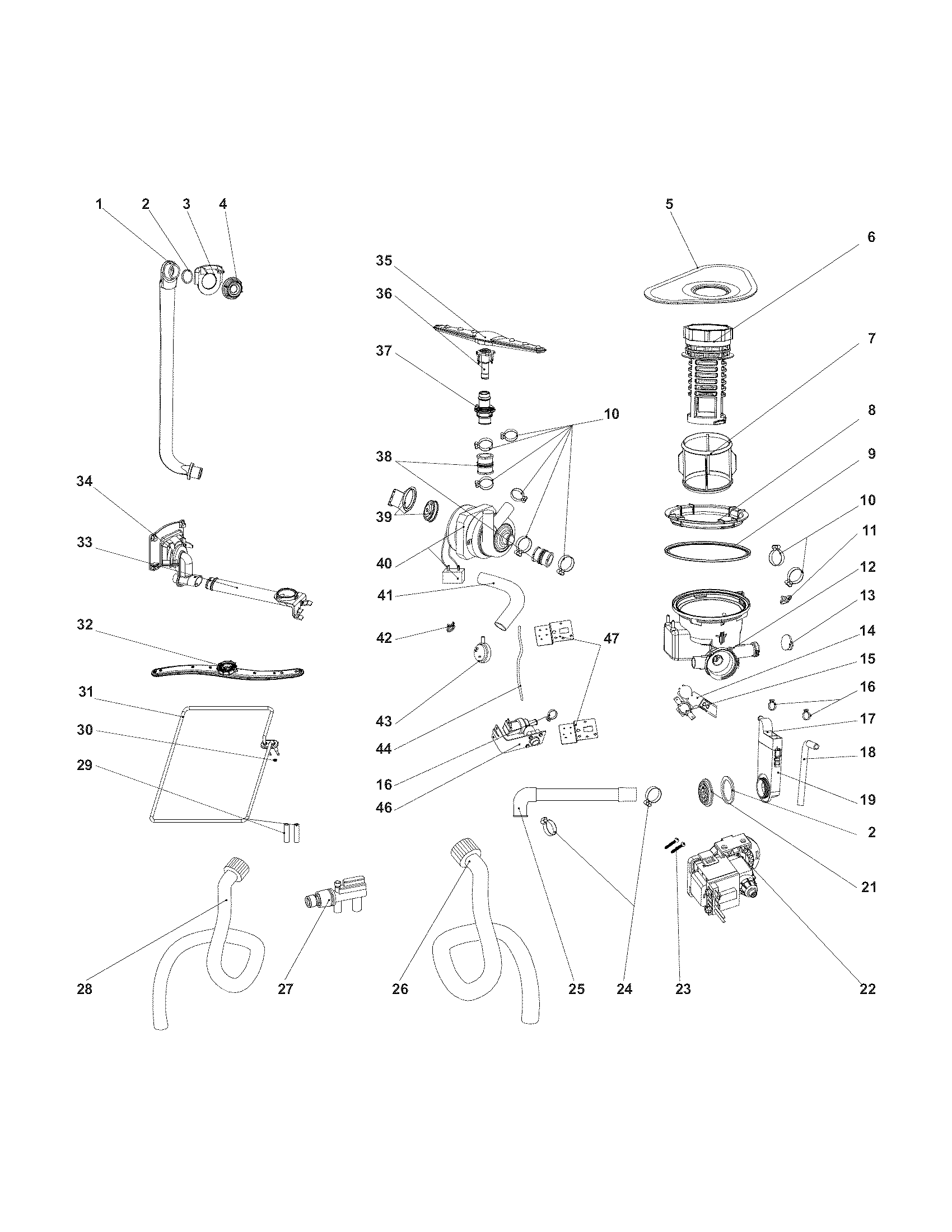 Kenmore 58714652200A motor & pump diagram
