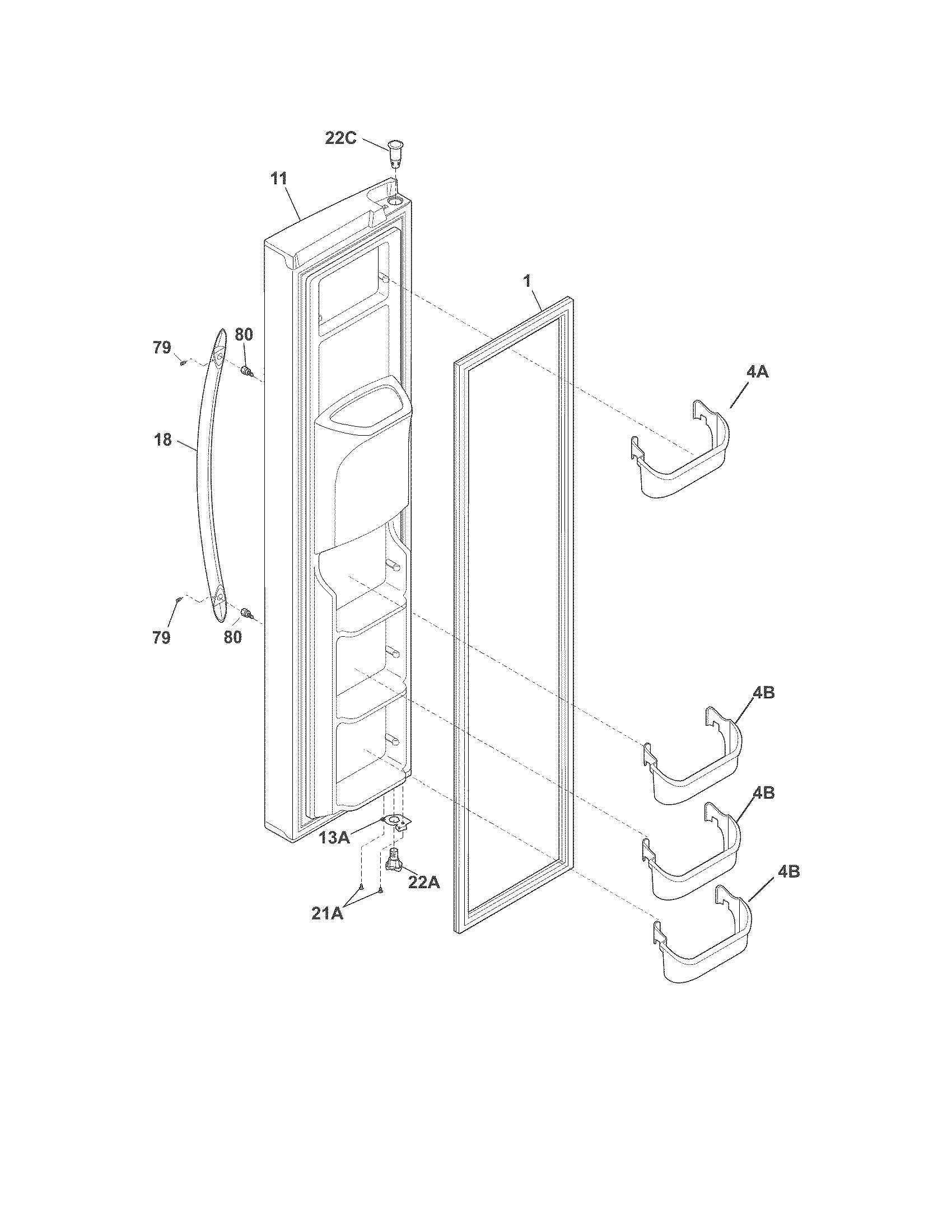Crosley CRSH238MS4 freezer door diagram