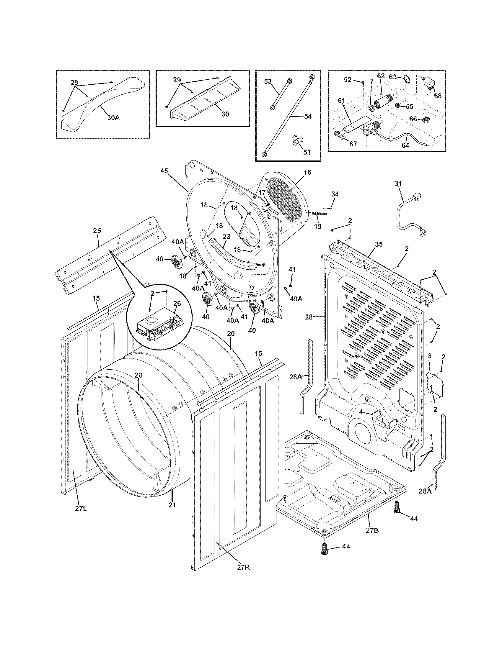 Electrolux EIMGD60LT2 cabinet/drum diagram