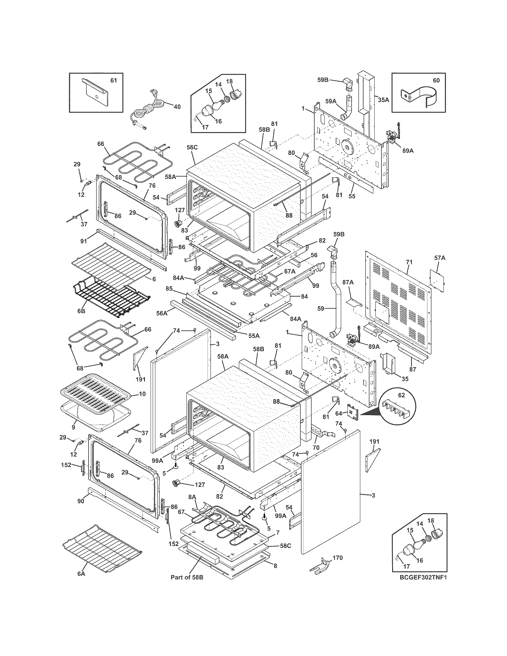 Frigidaire CGEF302TNF1 body diagram