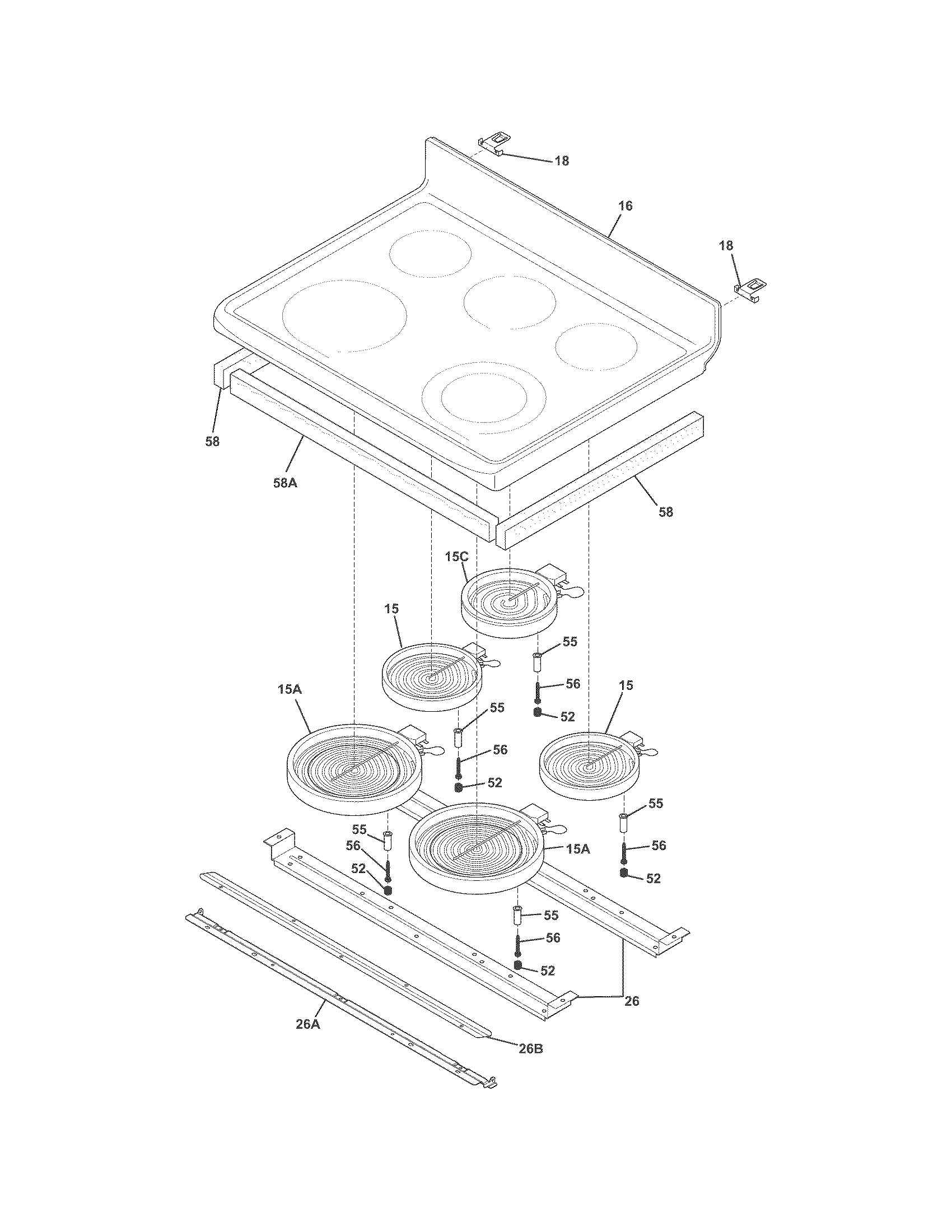 Frigidaire CGEF302TNF1 main top diagram
