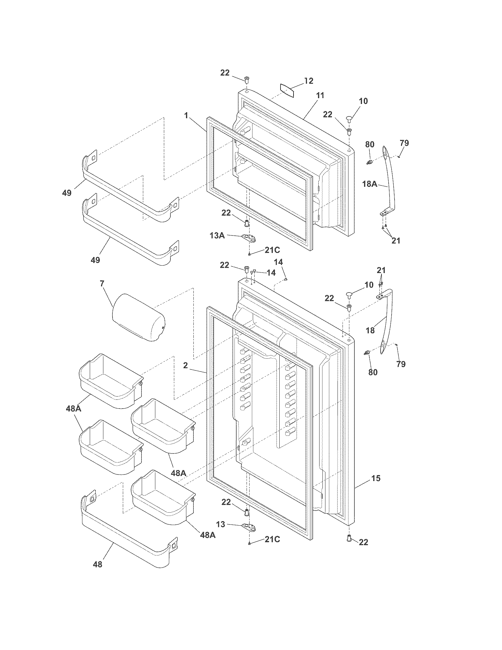 Frigidaire CFHT1843PS0 doors diagram