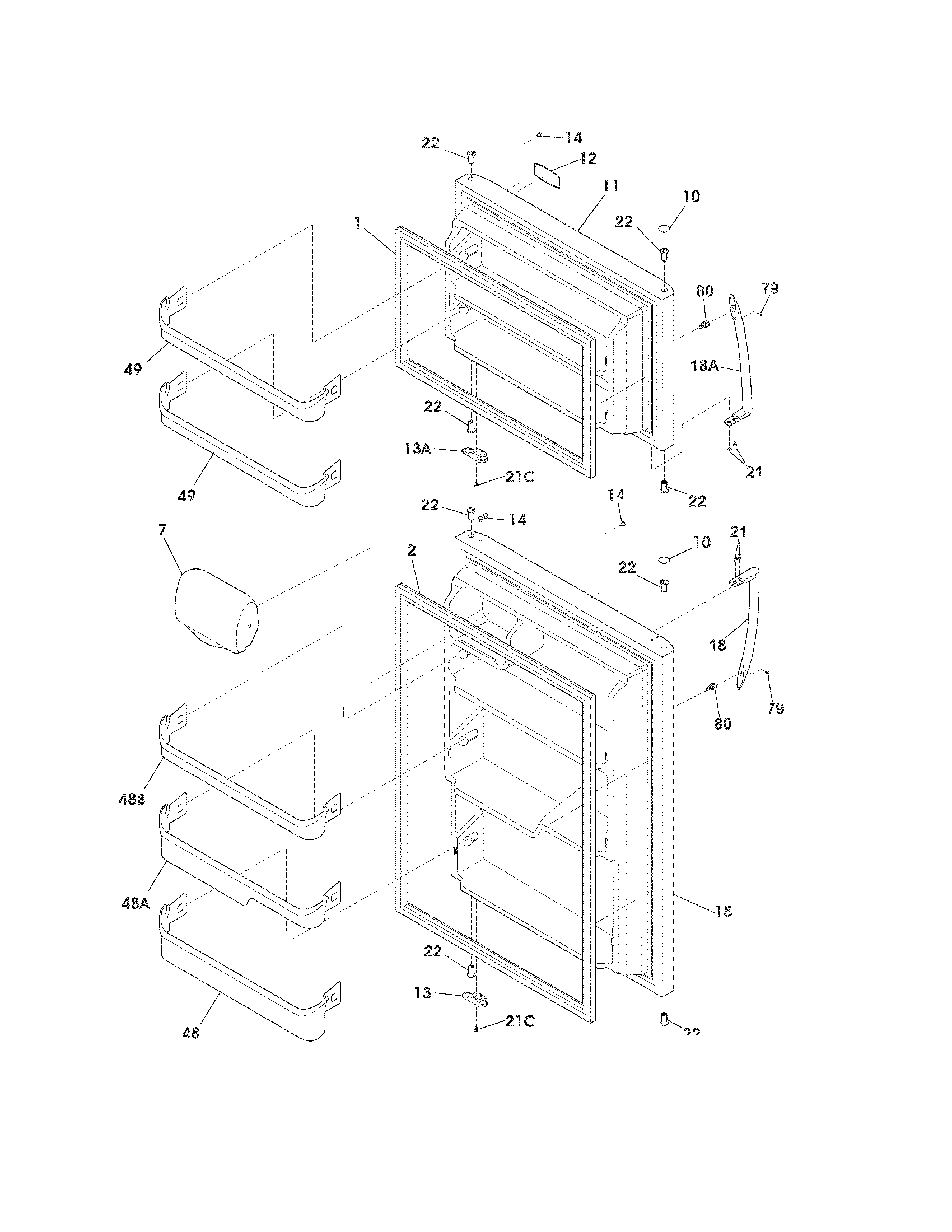 Frigidaire FFHI2126PS1 doors diagram