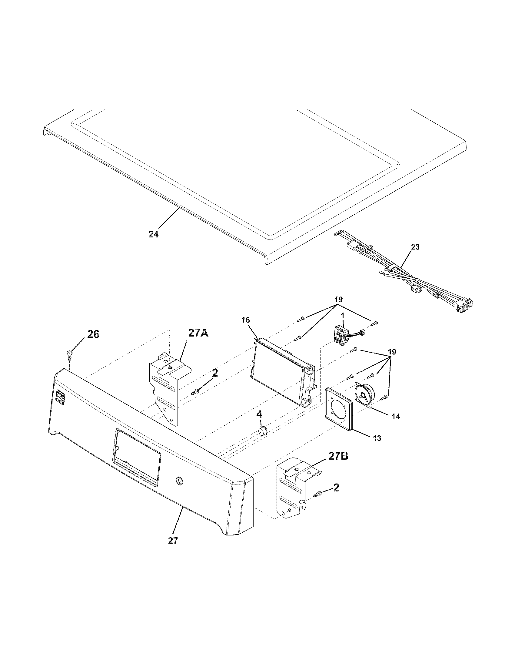 Kenmore Elite 41784130002 controls/top panel diagram