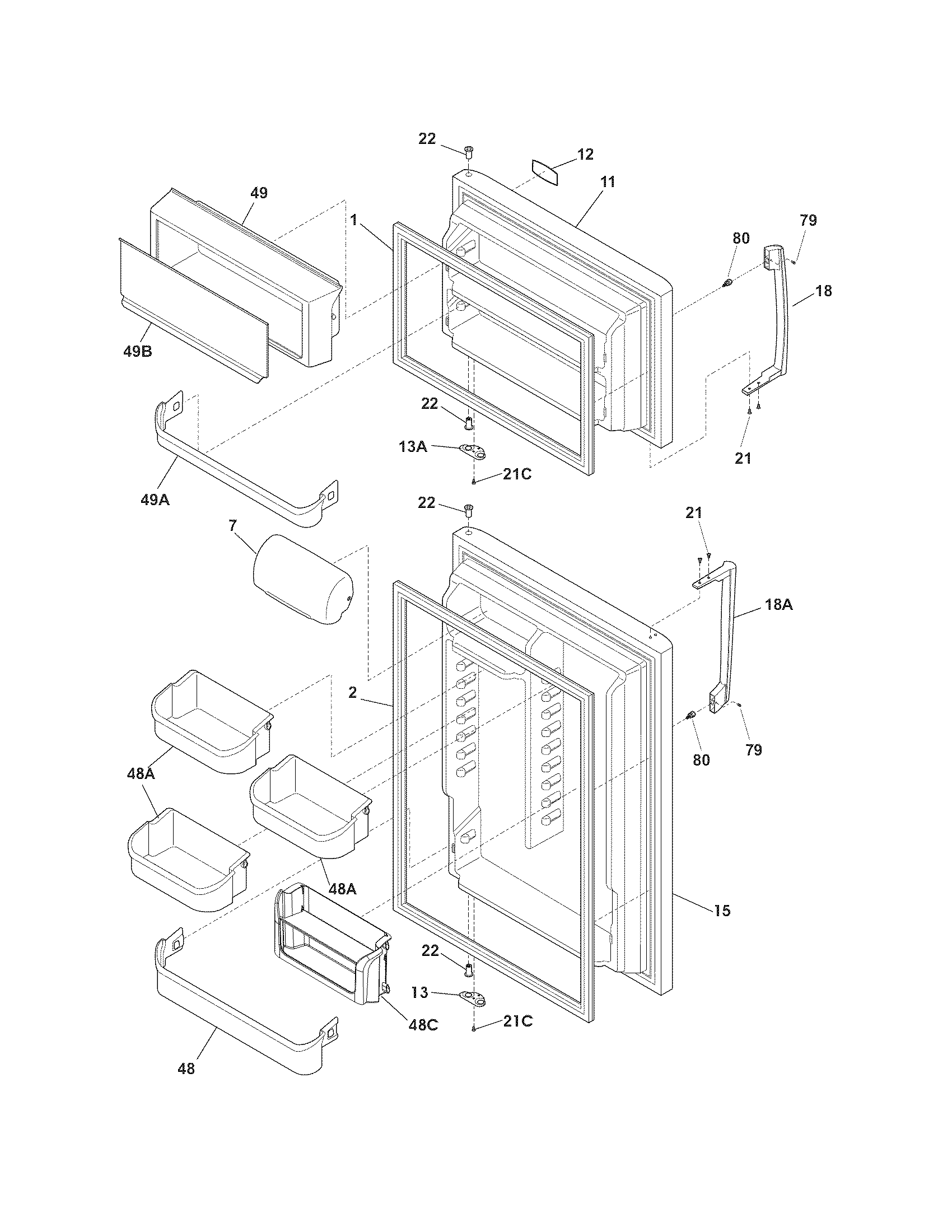 Frigidaire FPUI2188PF0 doors diagram