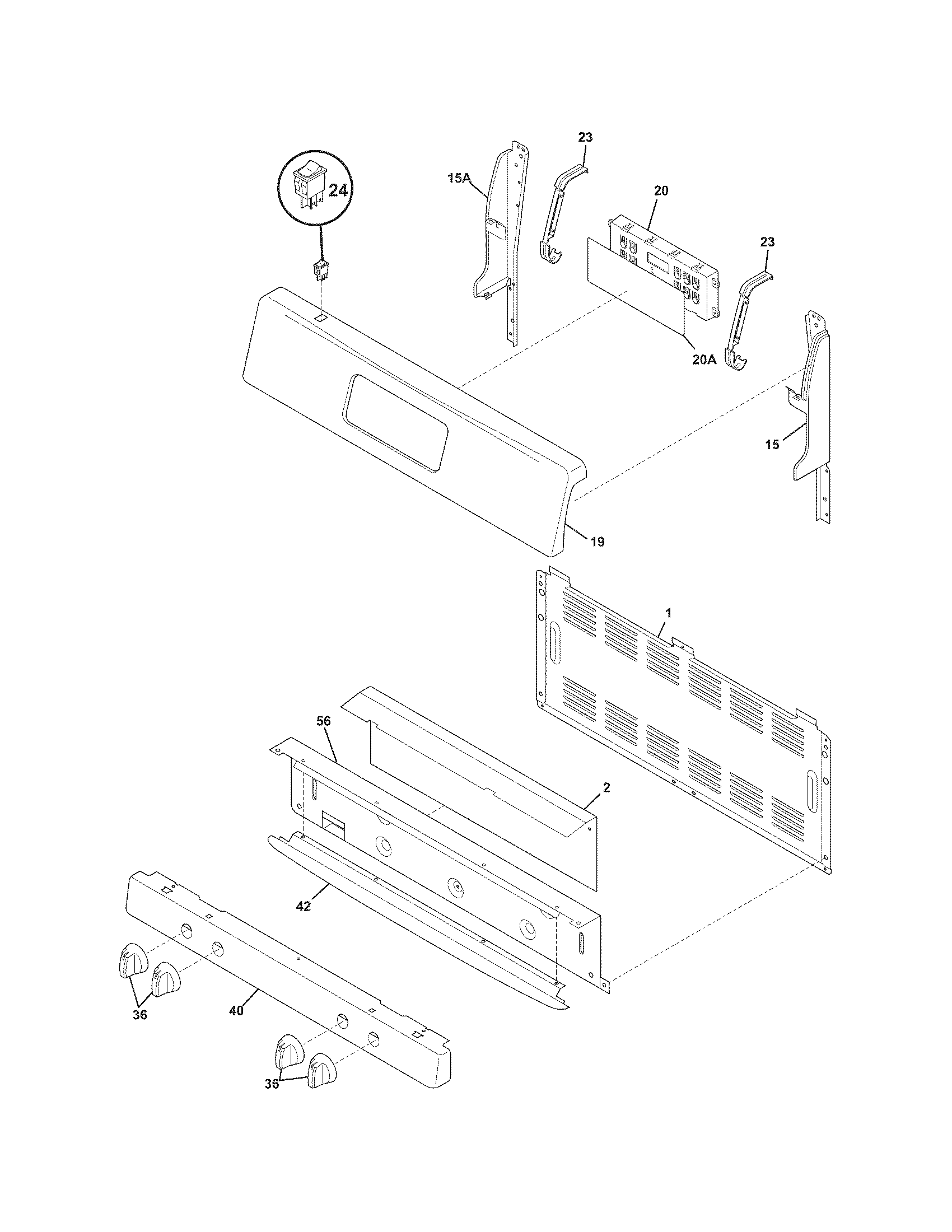 Frigidaire CFGF3023LWD backguard diagram
