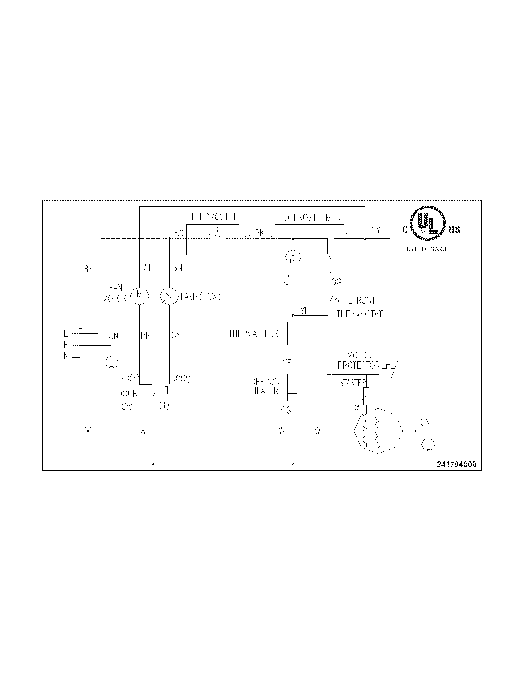Frigidaire FFPT10F3MW0 wiring diagram diagram