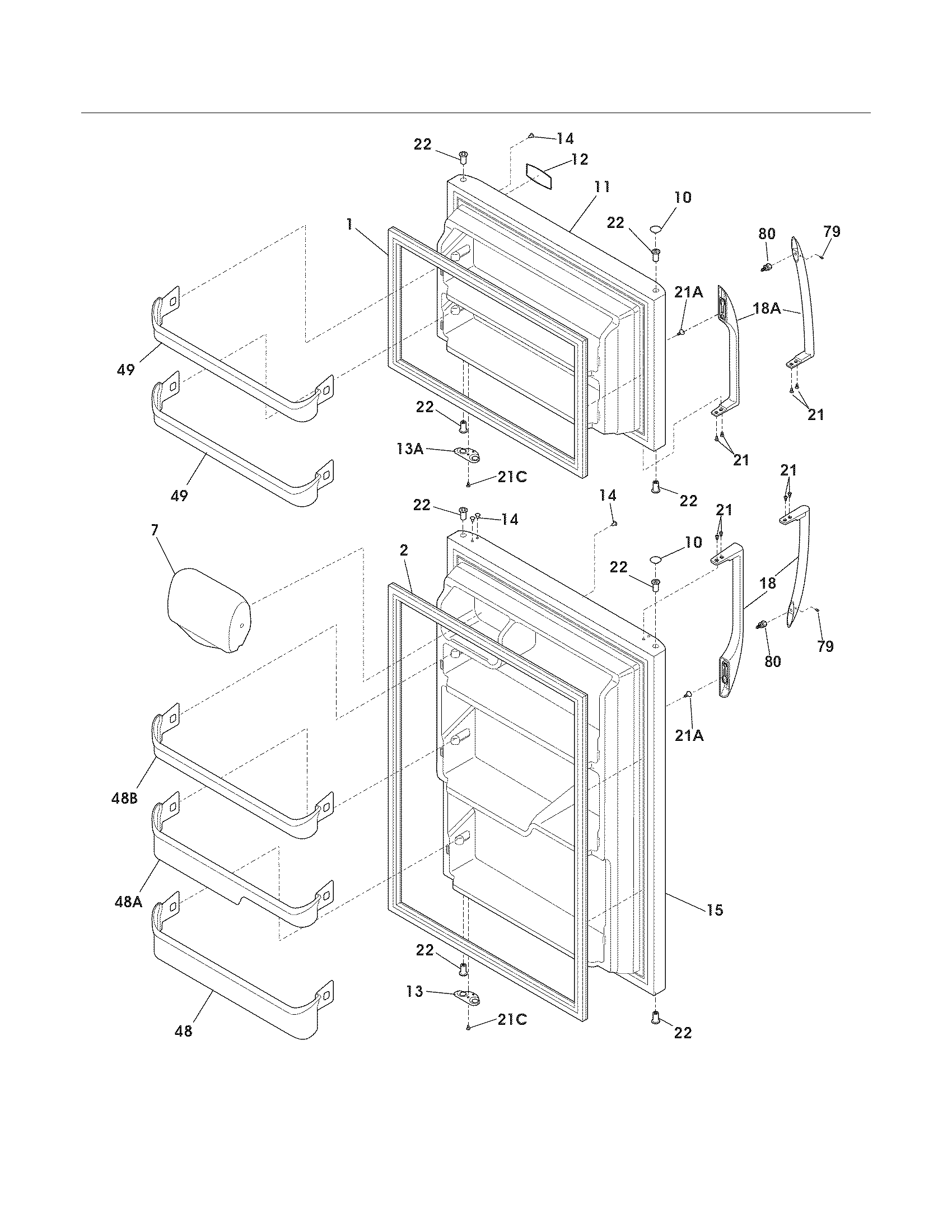 Frigidaire FFTI2126NS1 doors diagram