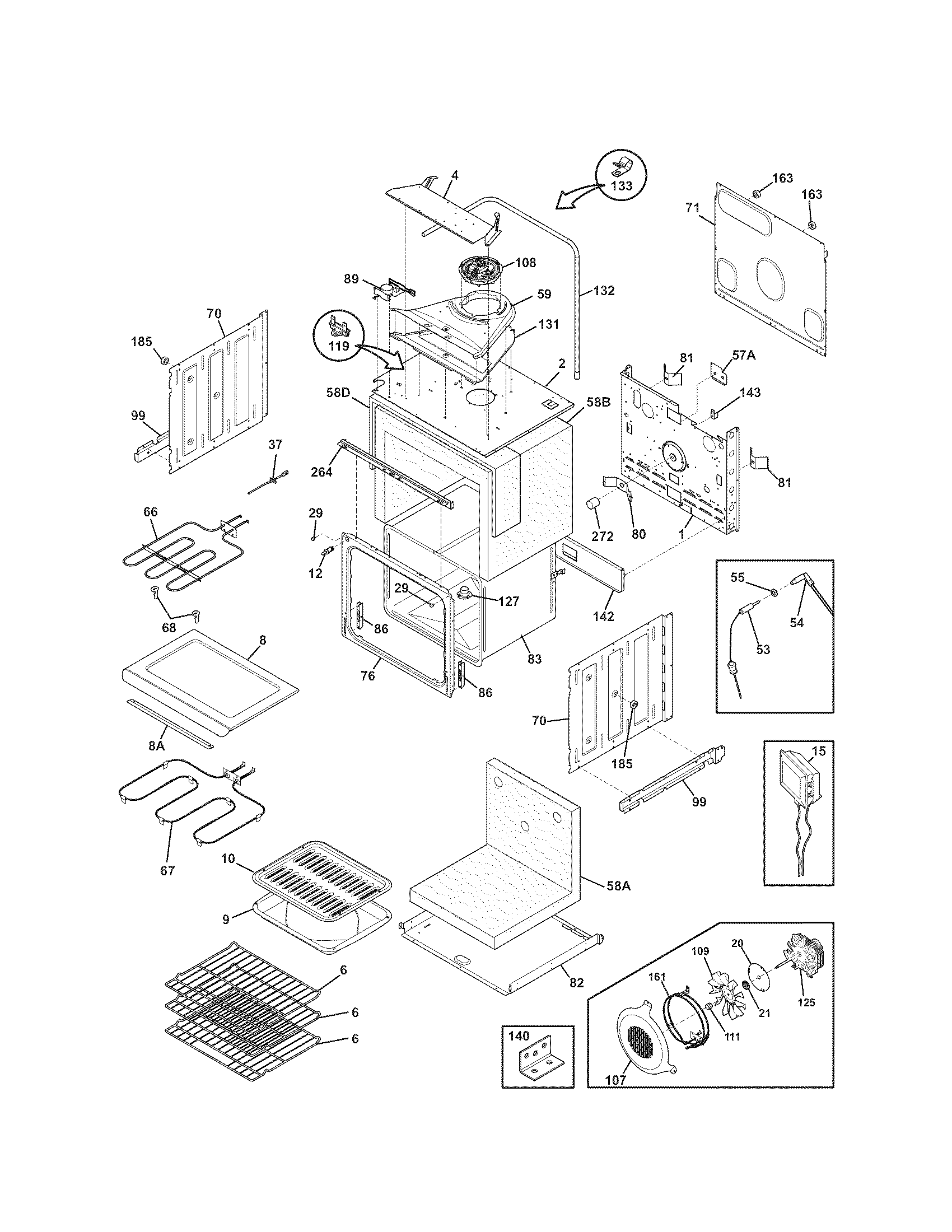 Kenmore Elite 79048173002 upper oven diagram
