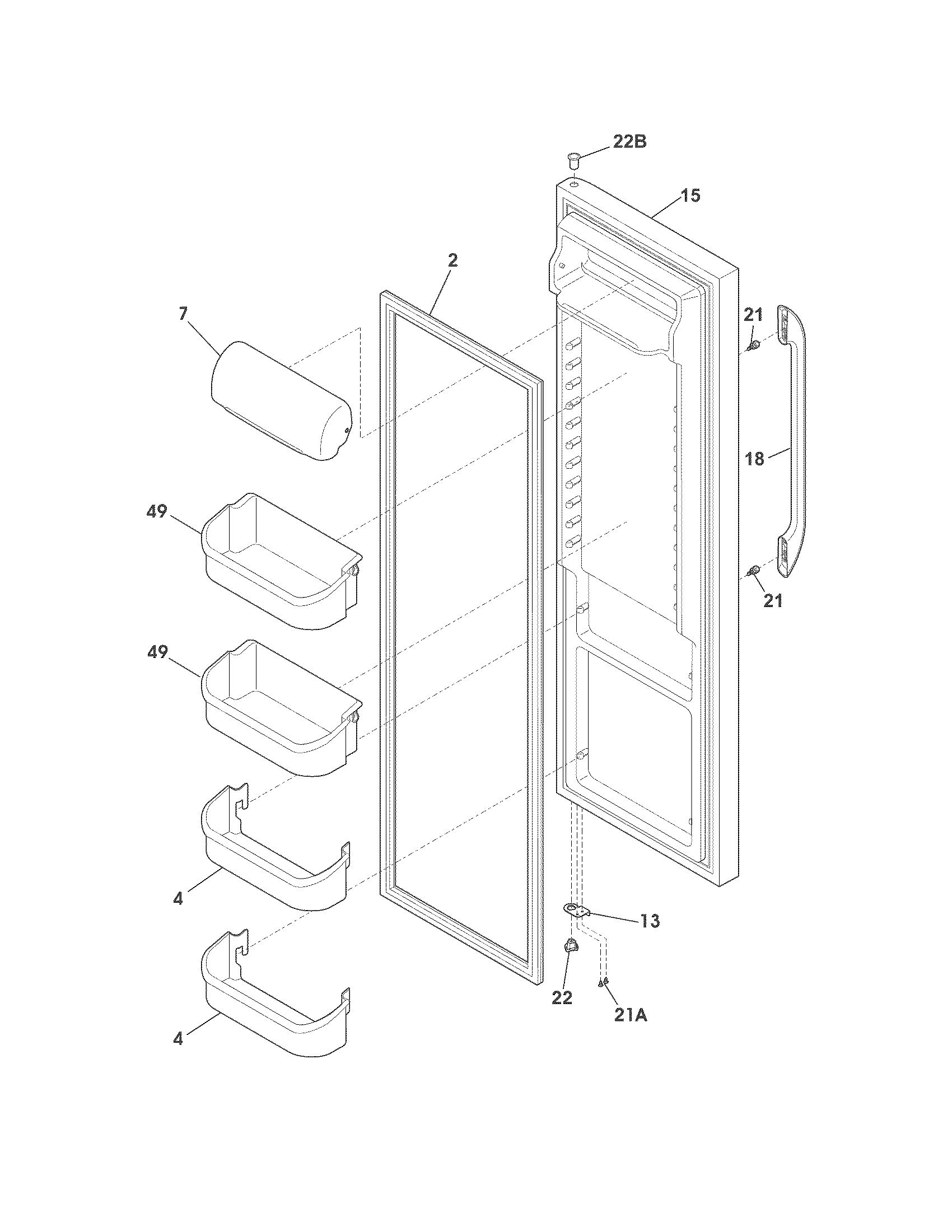 Frigidaire FFHS2313LPA refrigerator door diagram