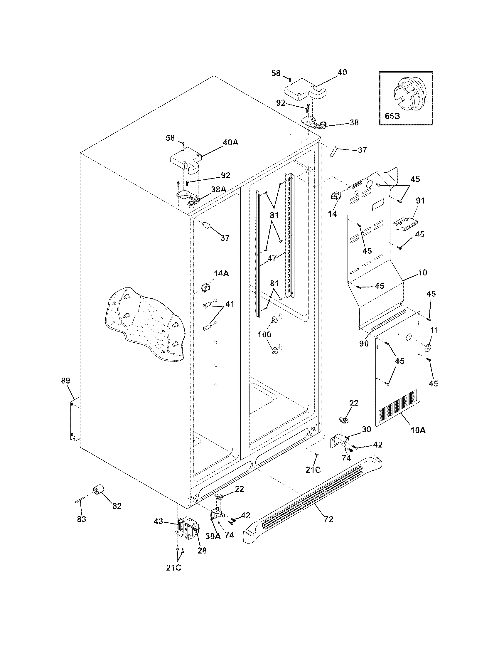 Frigidaire FFHS2313LPA cabinet diagram