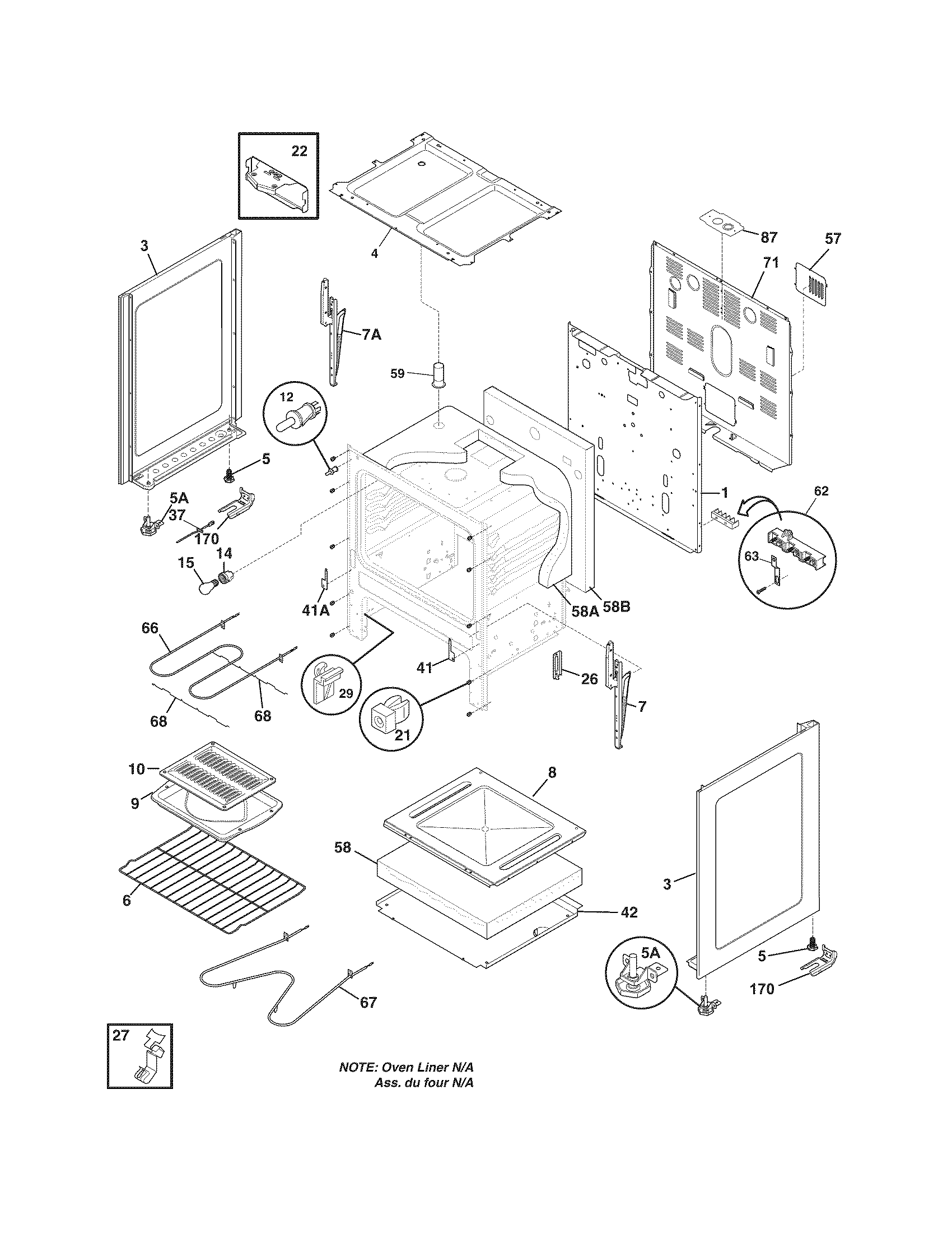 Frigidaire FEF312BSH body diagram