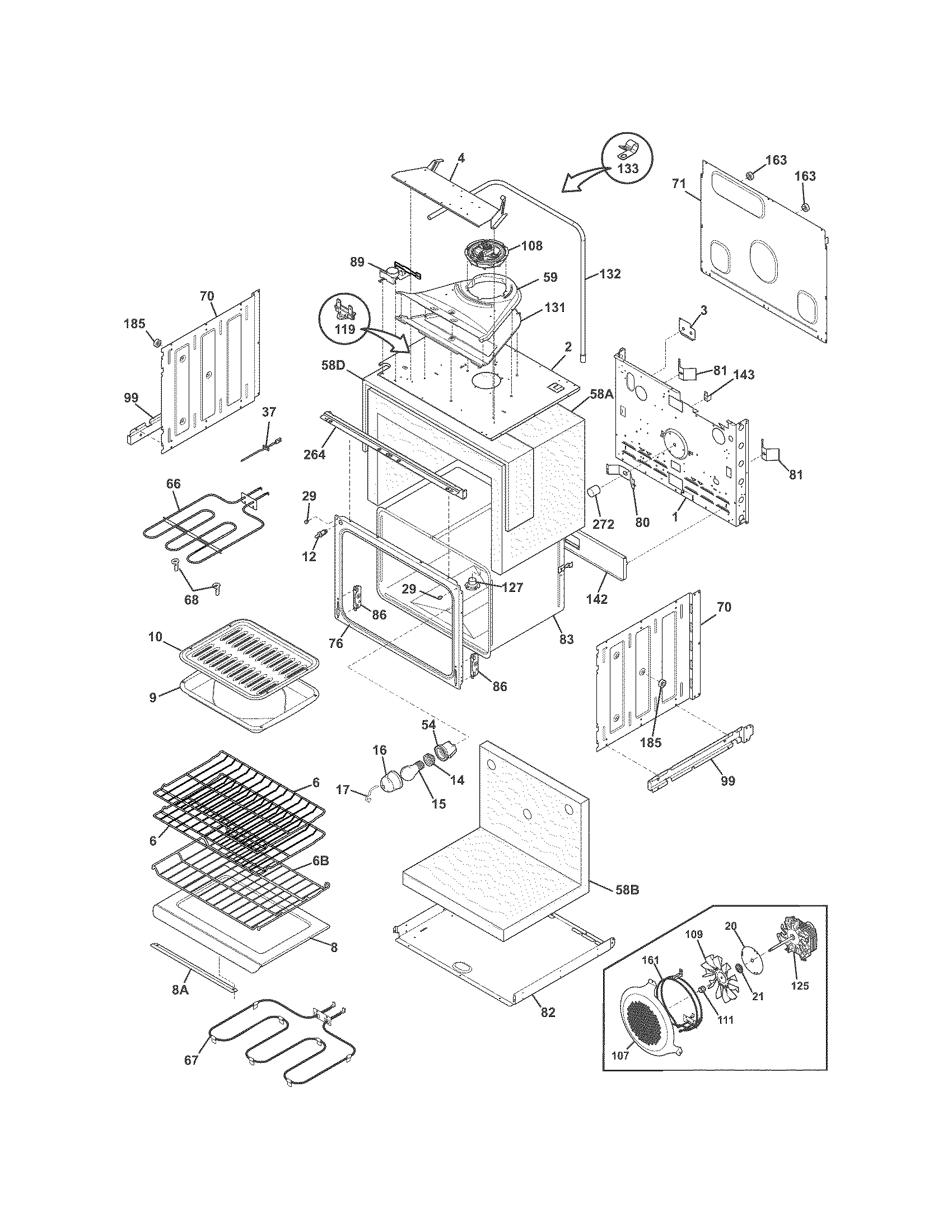 Frigidaire FGET2745KFB upper oven diagram